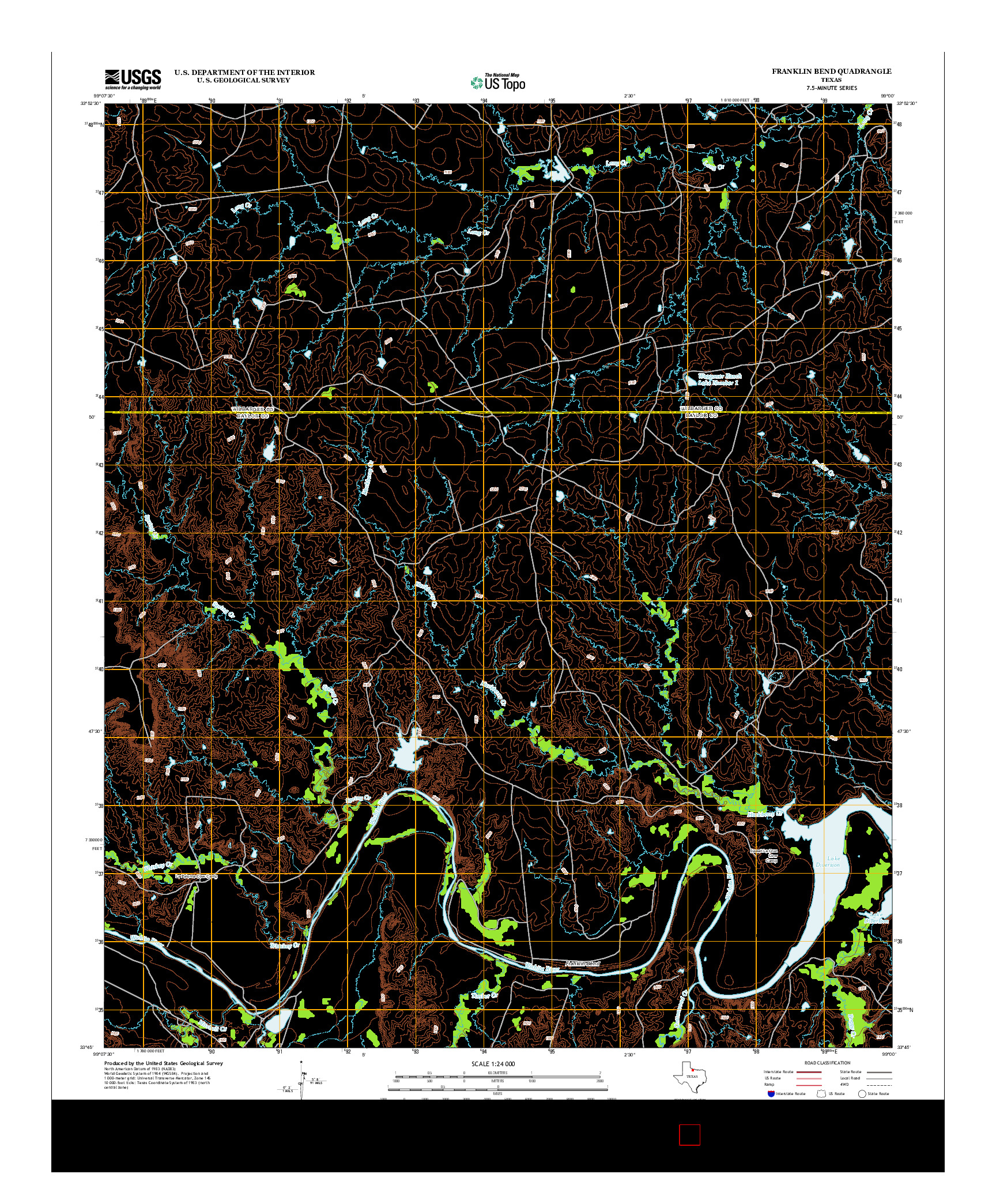 USGS US TOPO 7.5-MINUTE MAP FOR FRANKLIN BEND, TX 2013