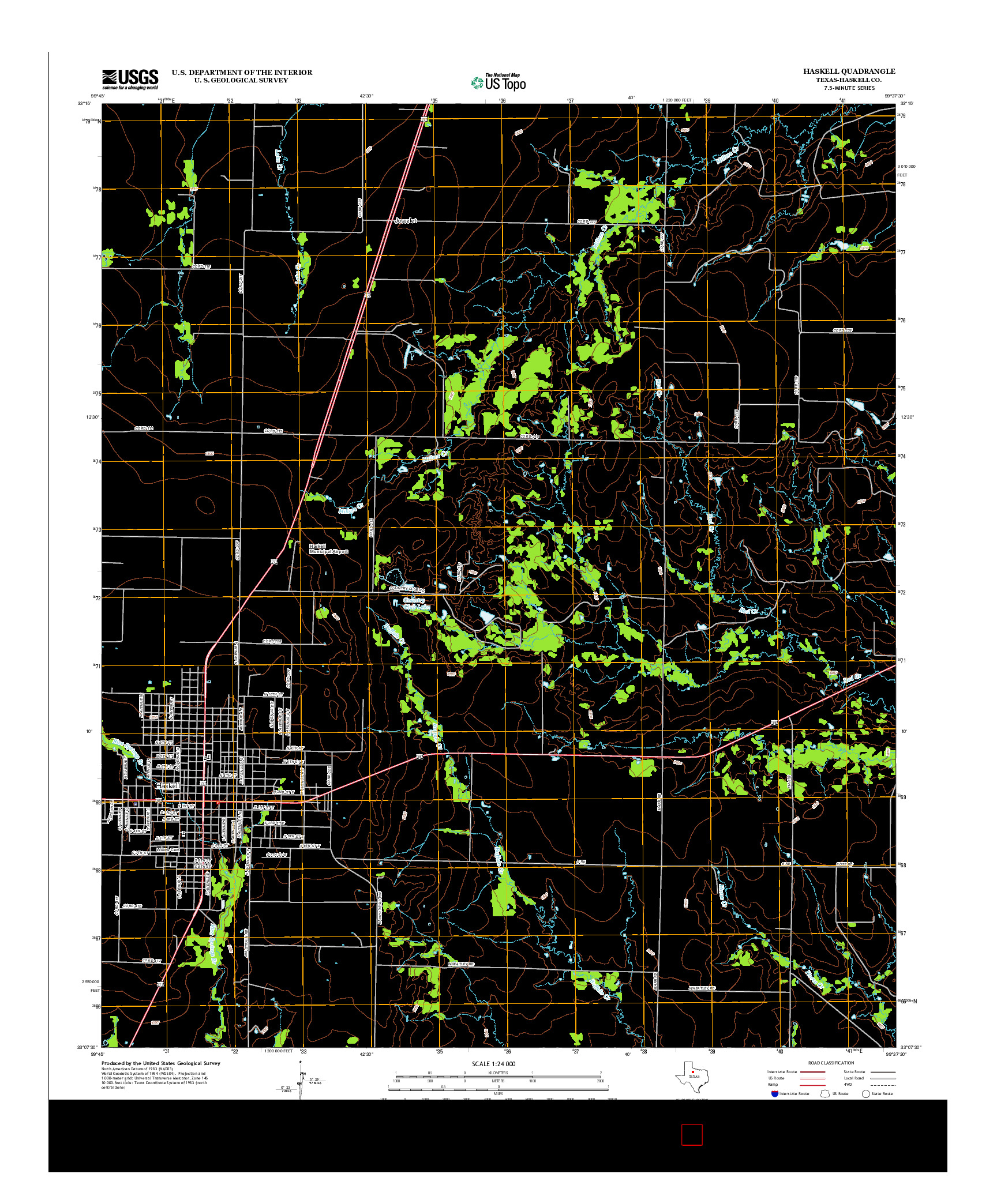 USGS US TOPO 7.5-MINUTE MAP FOR HASKELL, TX 2013