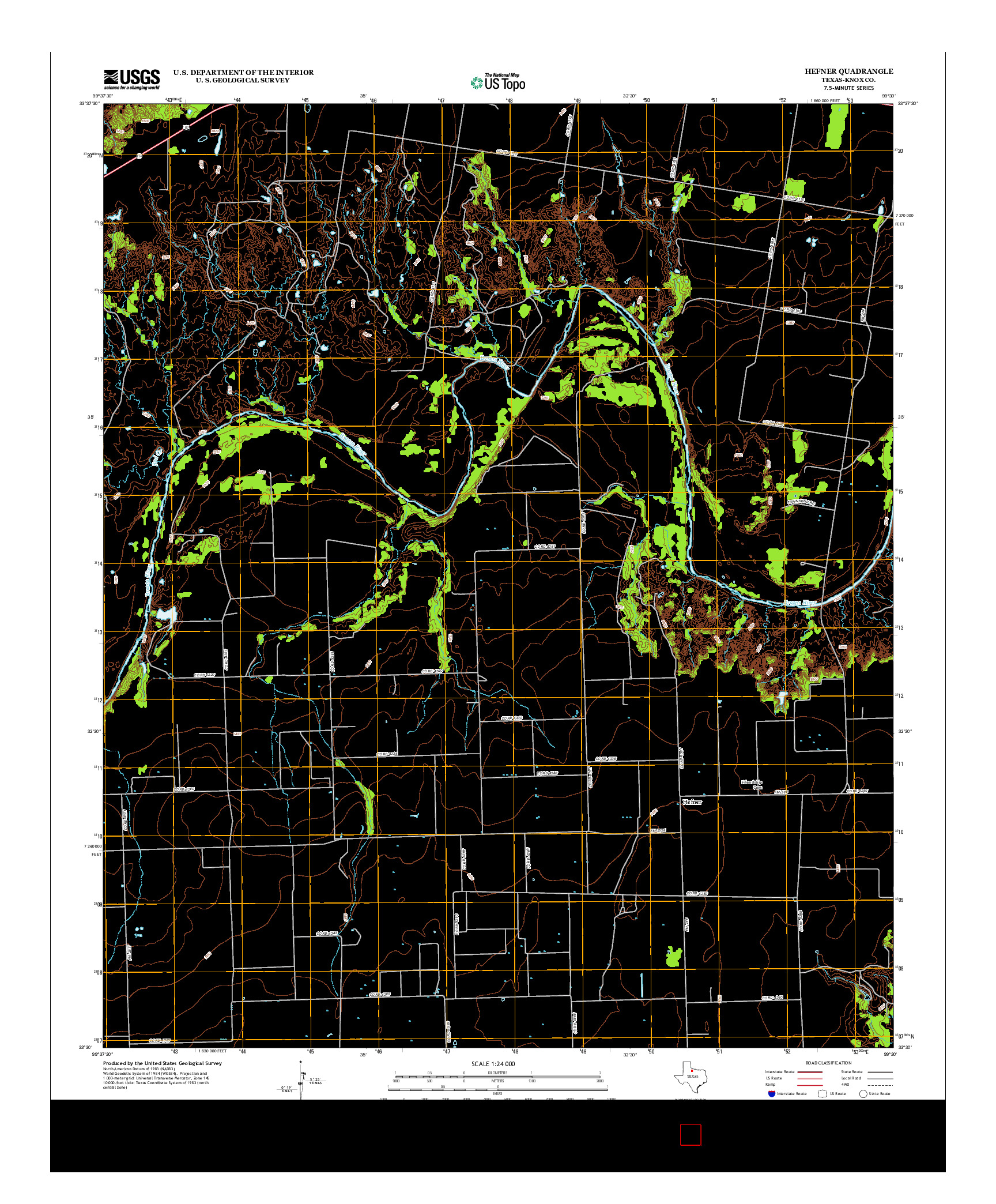 USGS US TOPO 7.5-MINUTE MAP FOR HEFNER, TX 2013