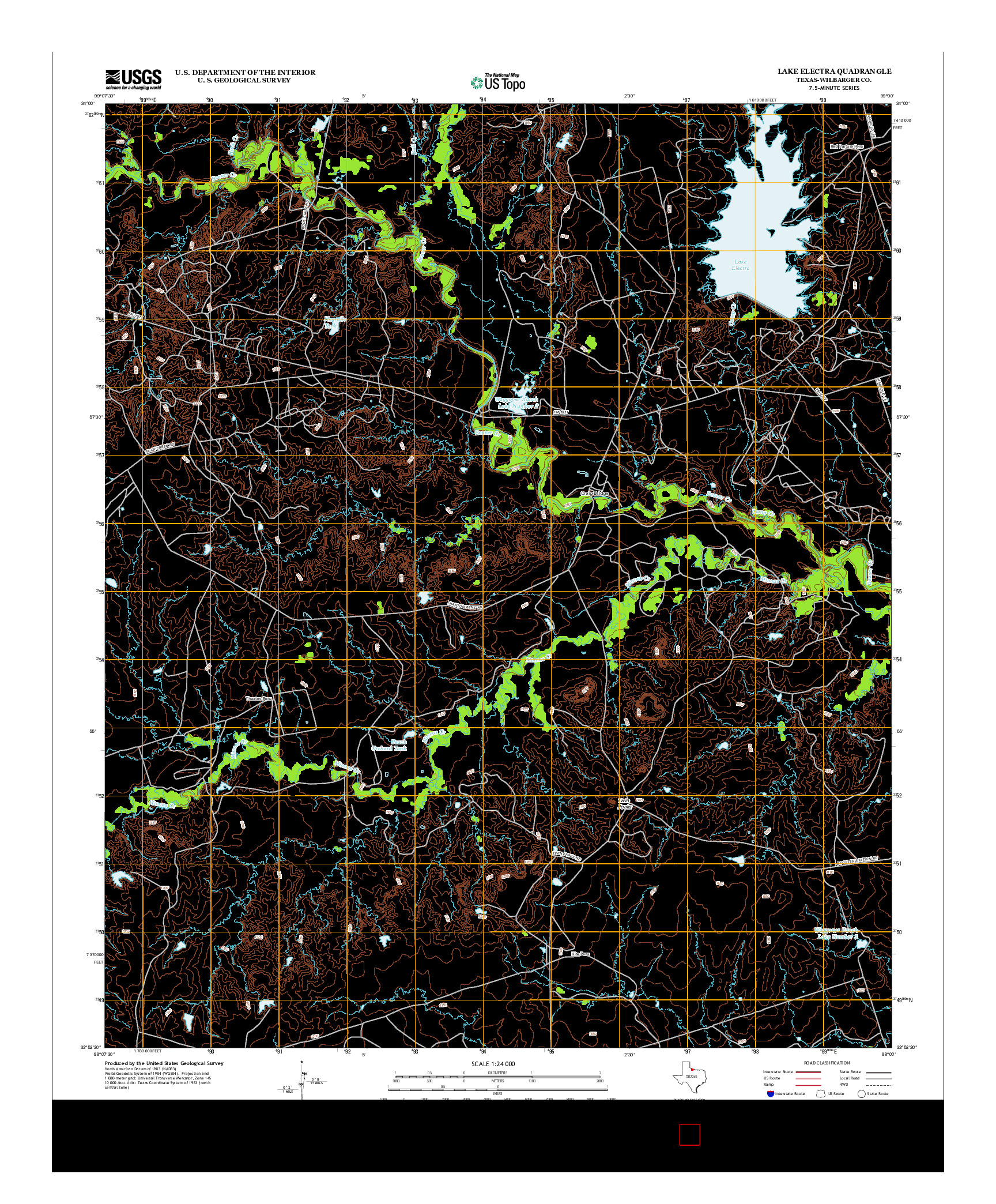 USGS US TOPO 7.5-MINUTE MAP FOR LAKE ELECTRA, TX 2013