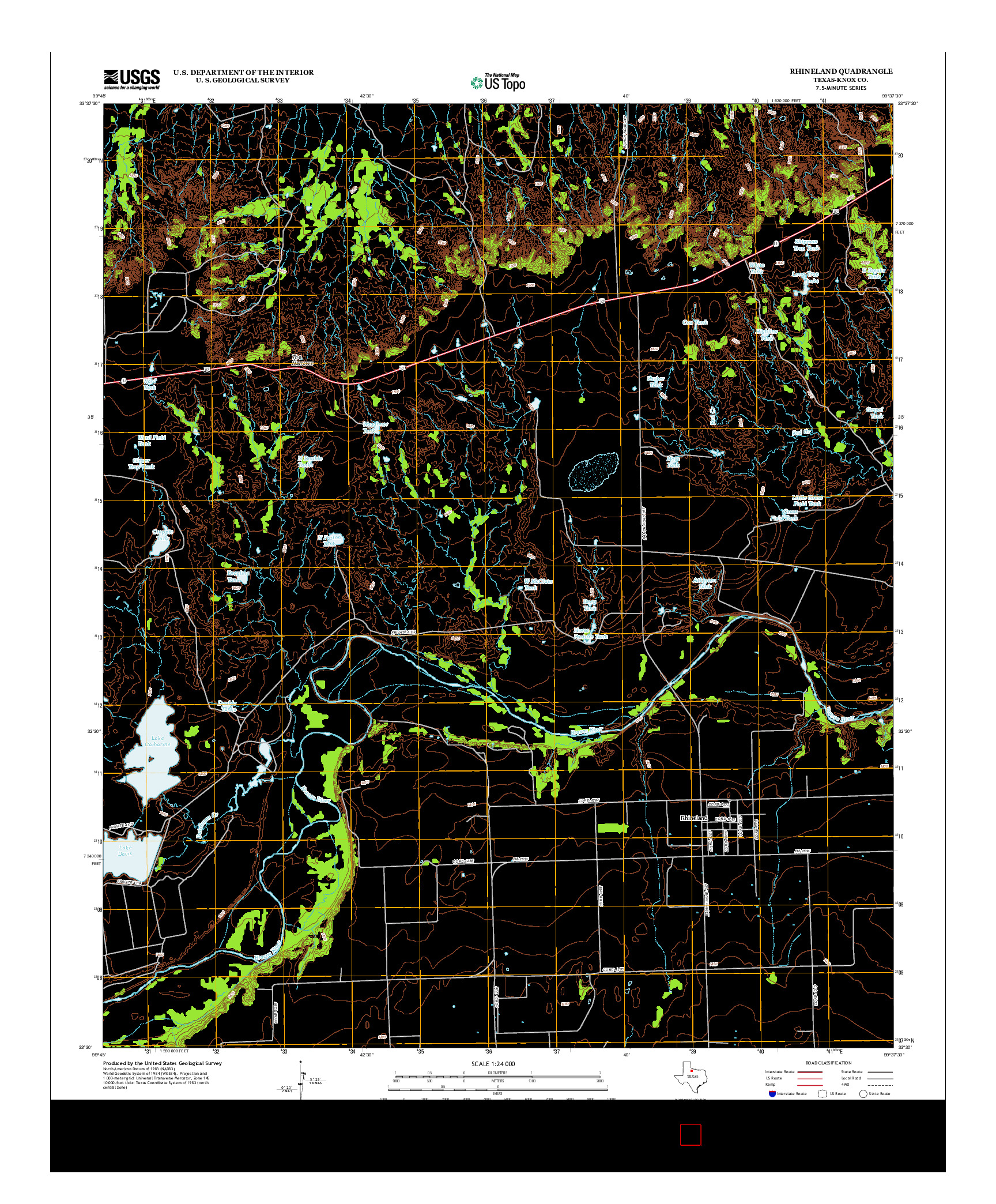 USGS US TOPO 7.5-MINUTE MAP FOR RHINELAND, TX 2013