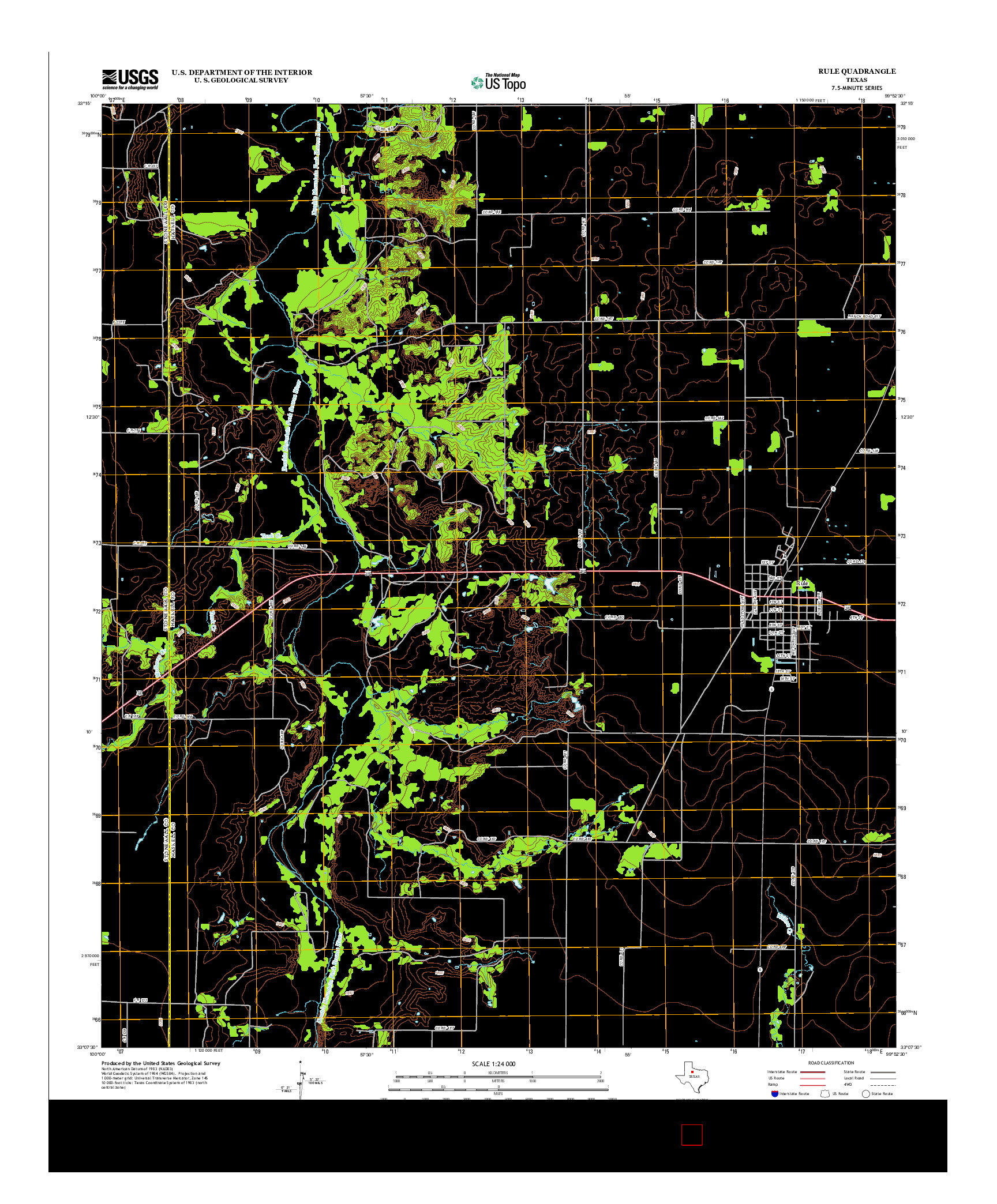 USGS US TOPO 7.5-MINUTE MAP FOR RULE, TX 2013