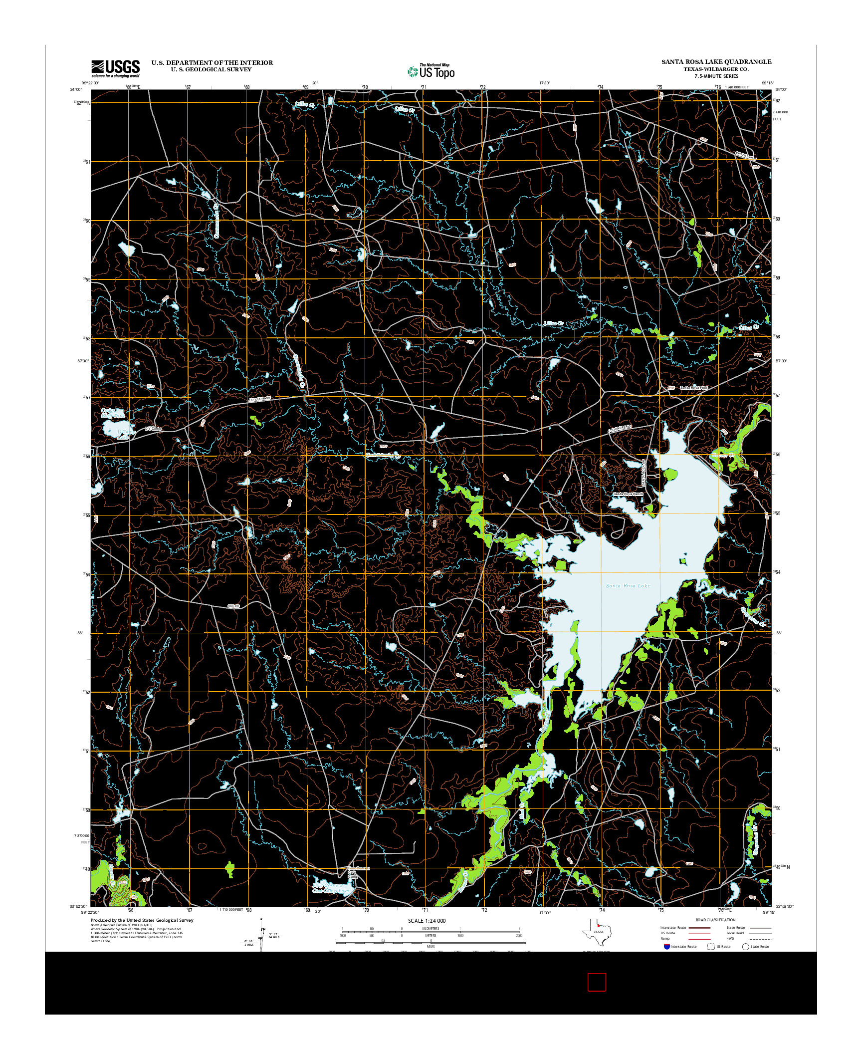 USGS US TOPO 7.5-MINUTE MAP FOR SANTA ROSA LAKE, TX 2013