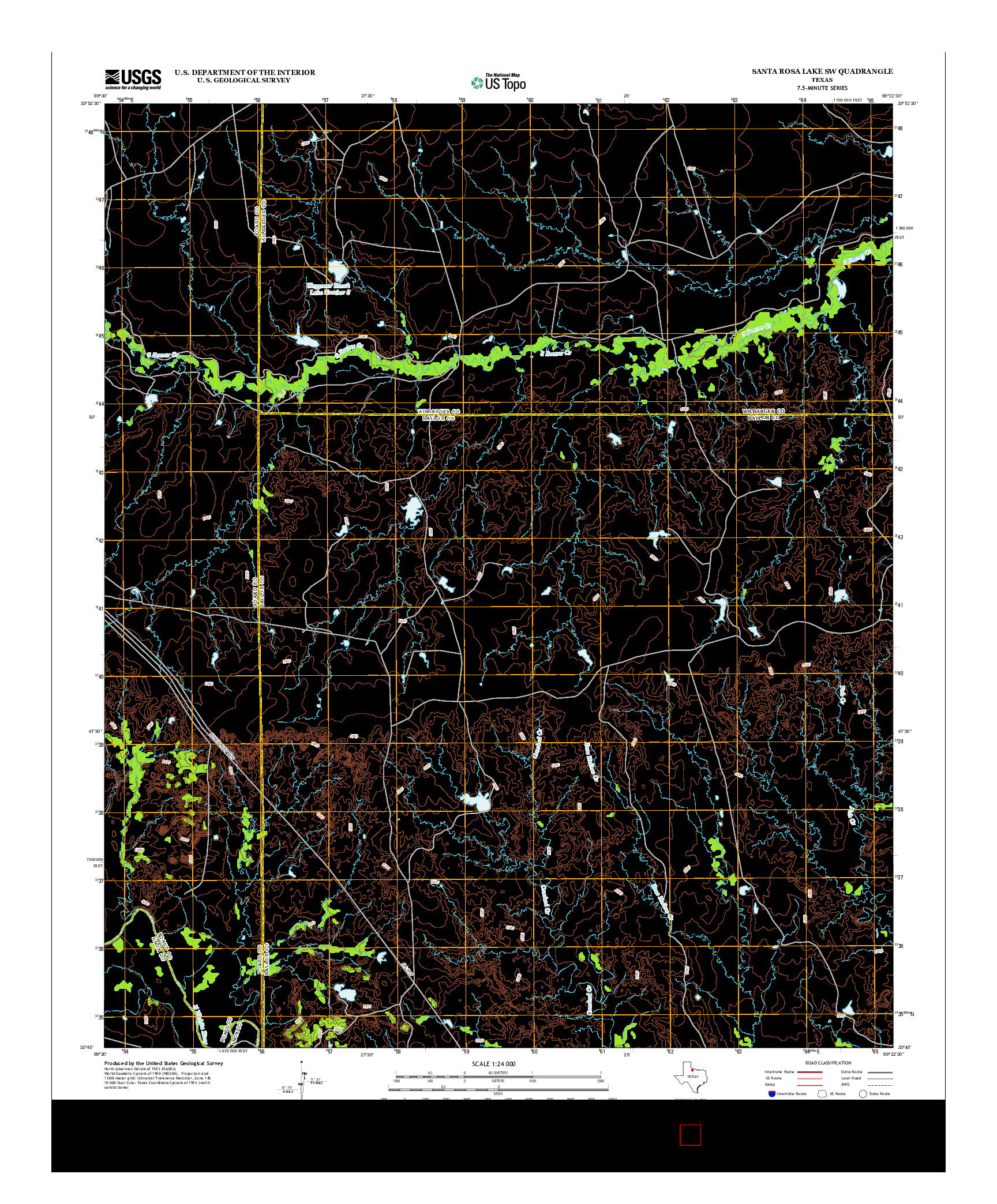 USGS US TOPO 7.5-MINUTE MAP FOR SANTA ROSA LAKE SW, TX 2013