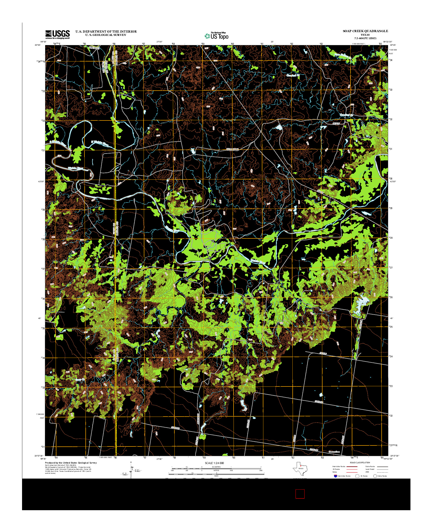 USGS US TOPO 7.5-MINUTE MAP FOR SOAP CREEK, TX 2013