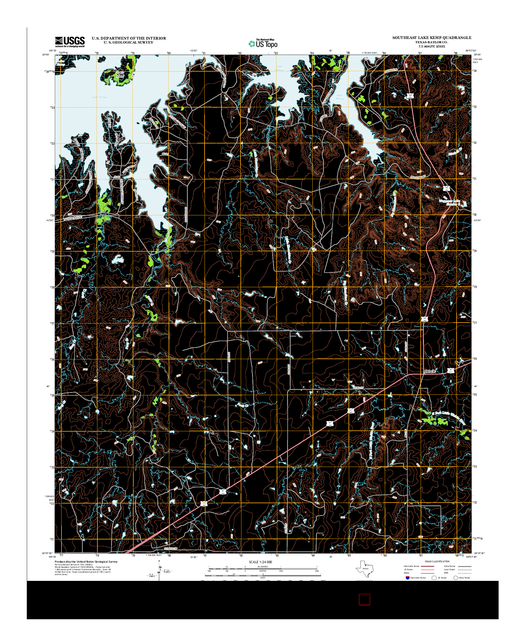 USGS US TOPO 7.5-MINUTE MAP FOR SOUTHEAST LAKE KEMP, TX 2013