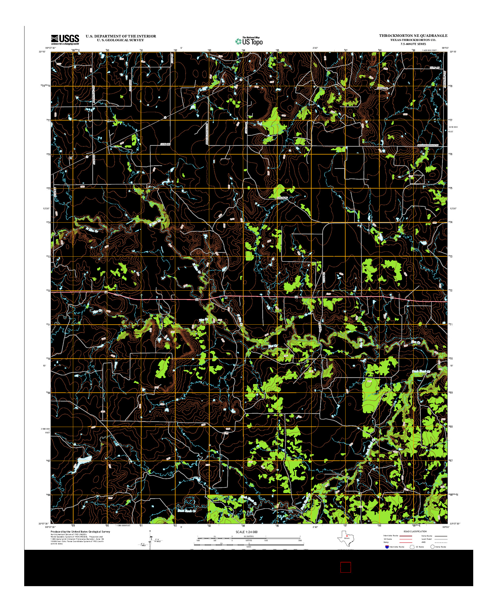 USGS US TOPO 7.5-MINUTE MAP FOR THROCKMORTON NE, TX 2013