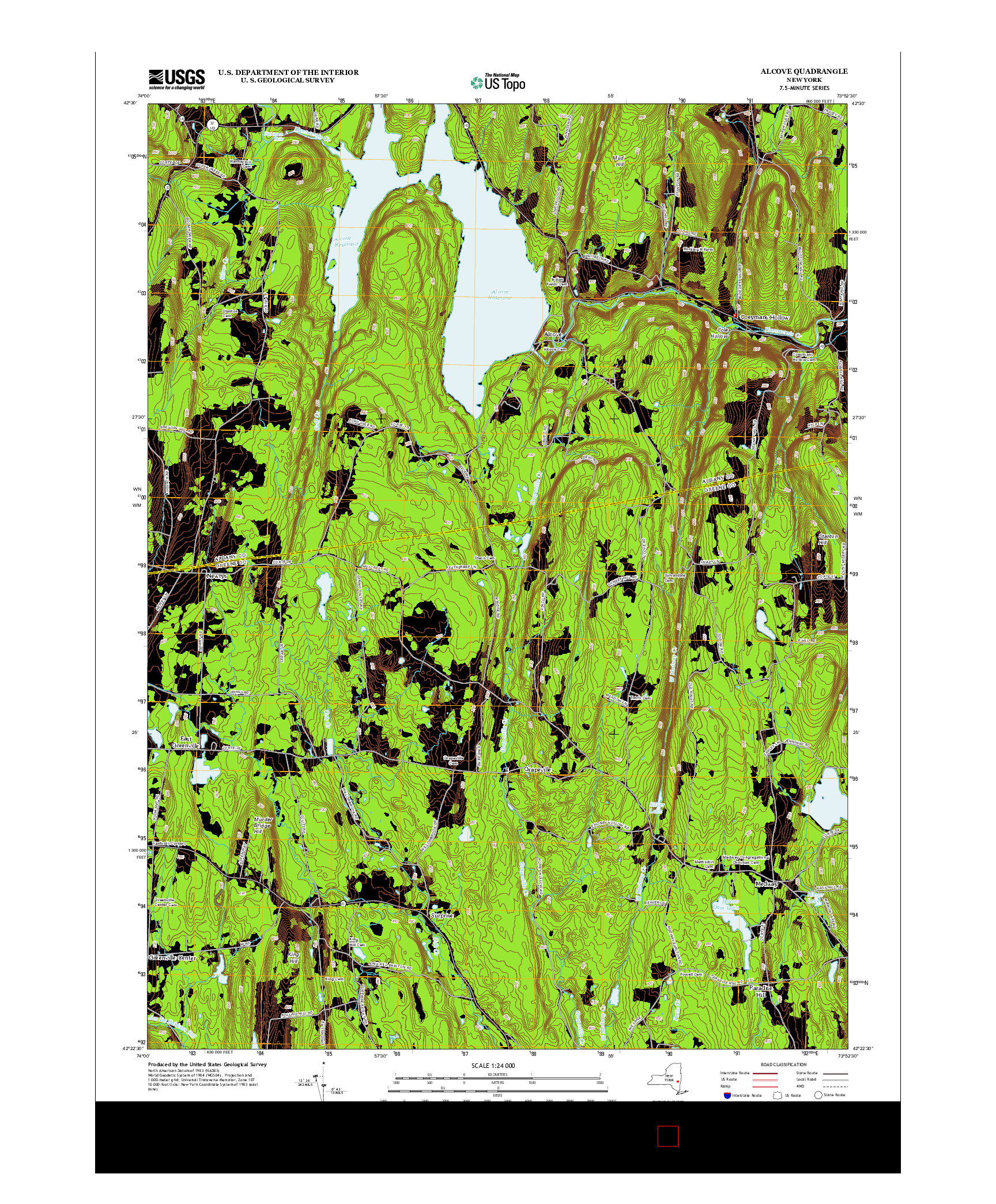 USGS US TOPO 7.5-MINUTE MAP FOR ALCOVE, NY 2013
