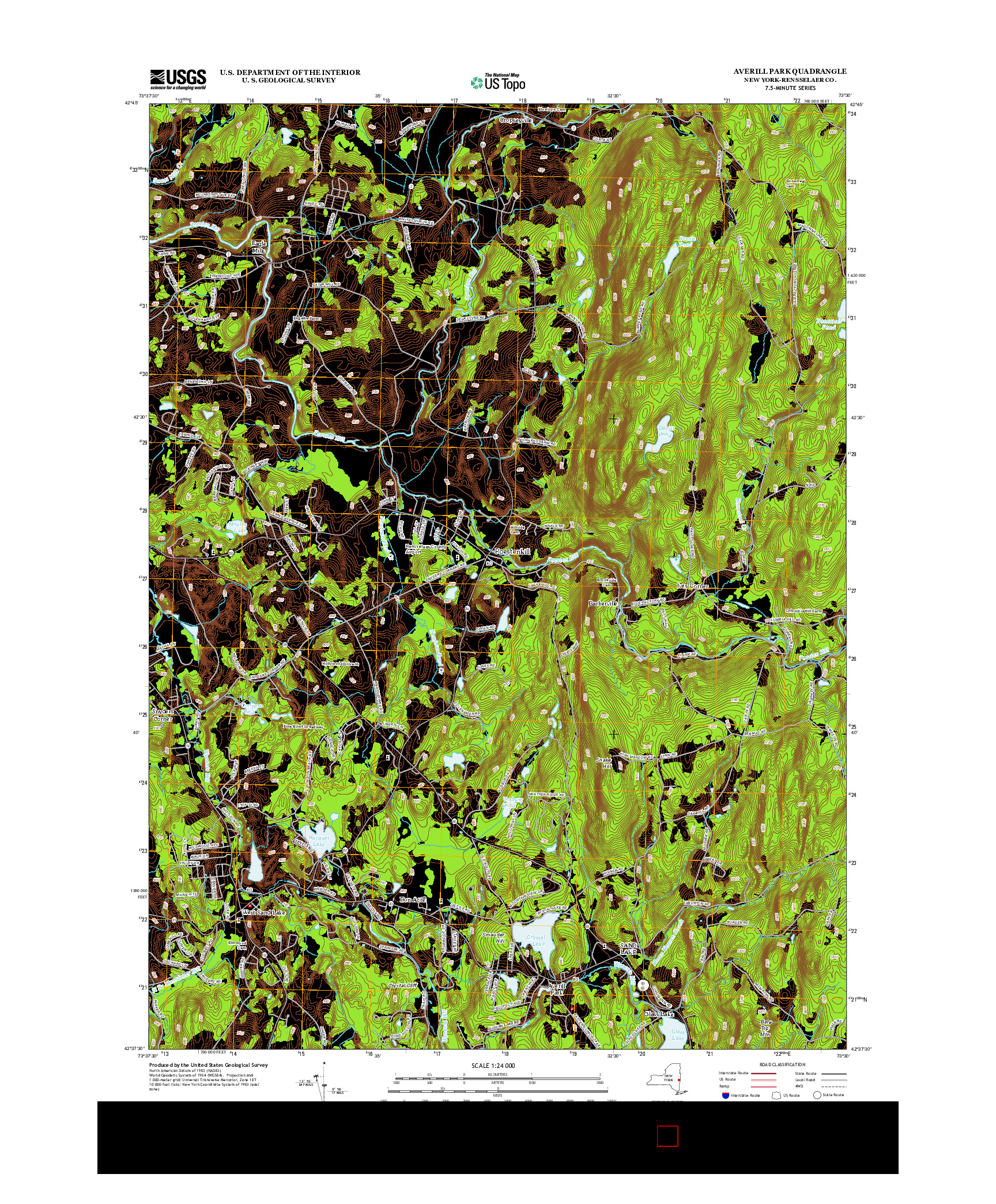 USGS US TOPO 7.5-MINUTE MAP FOR AVERILL PARK, NY 2013