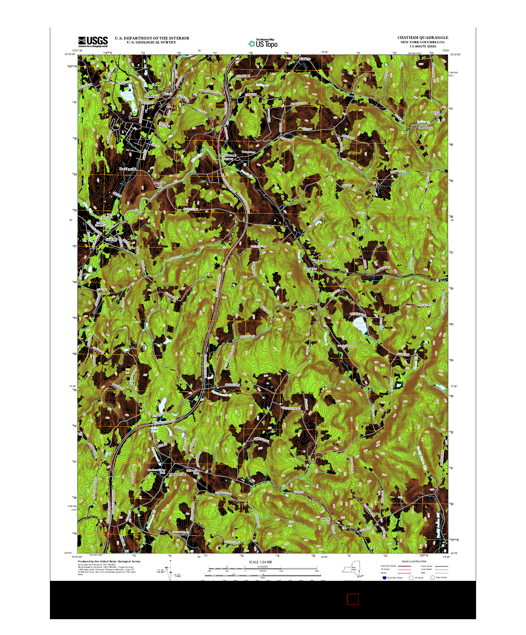 USGS US TOPO 7.5-MINUTE MAP FOR CHATHAM, NY 2013