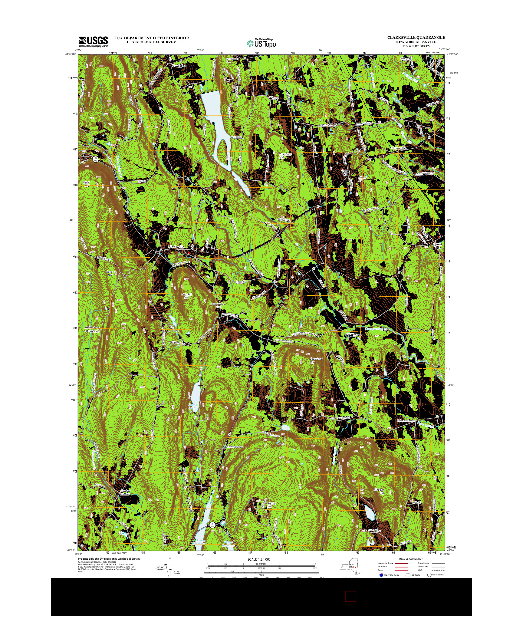 USGS US TOPO 7.5-MINUTE MAP FOR CLARKSVILLE, NY 2013