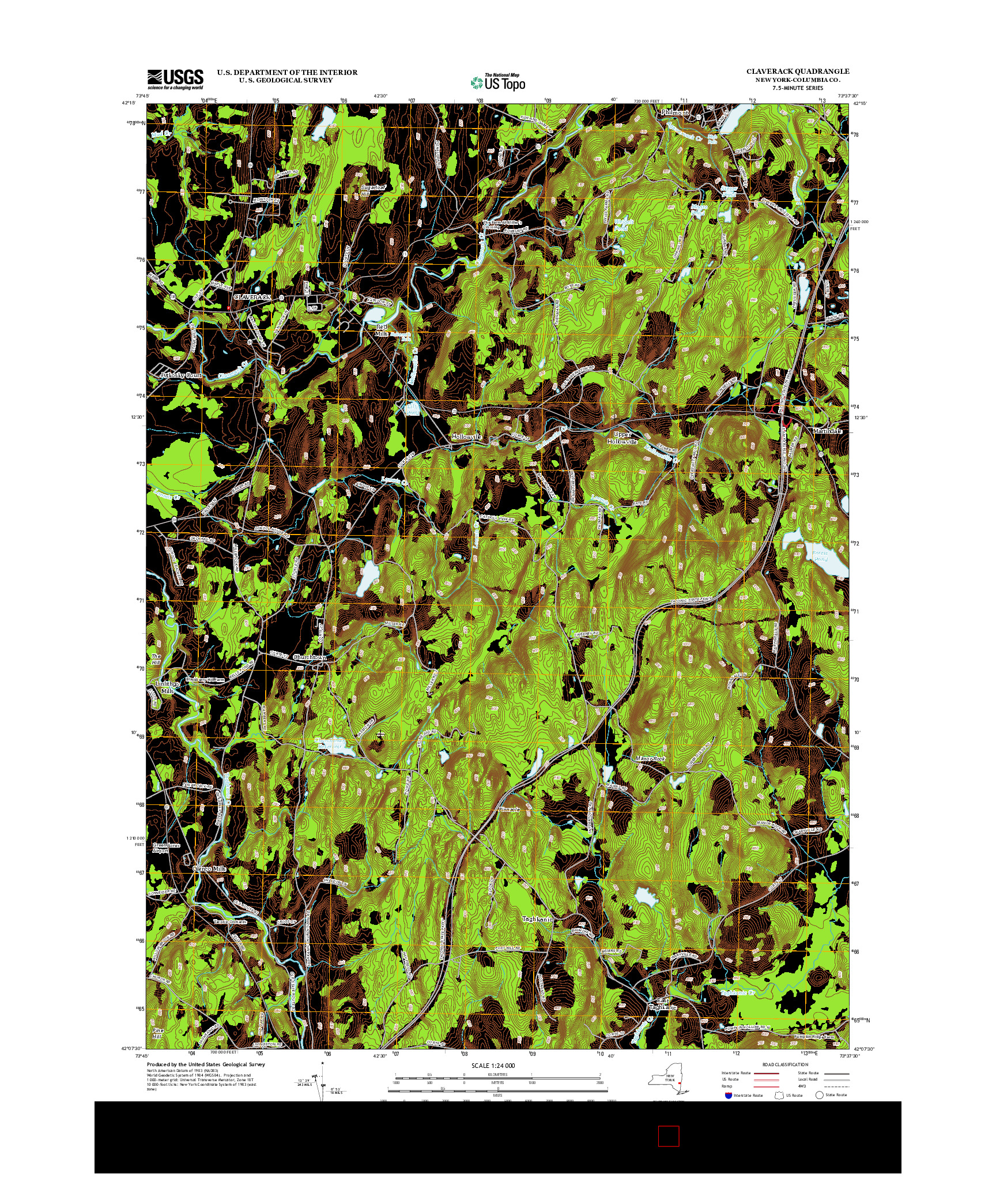 USGS US TOPO 7.5-MINUTE MAP FOR CLAVERACK, NY 2013
