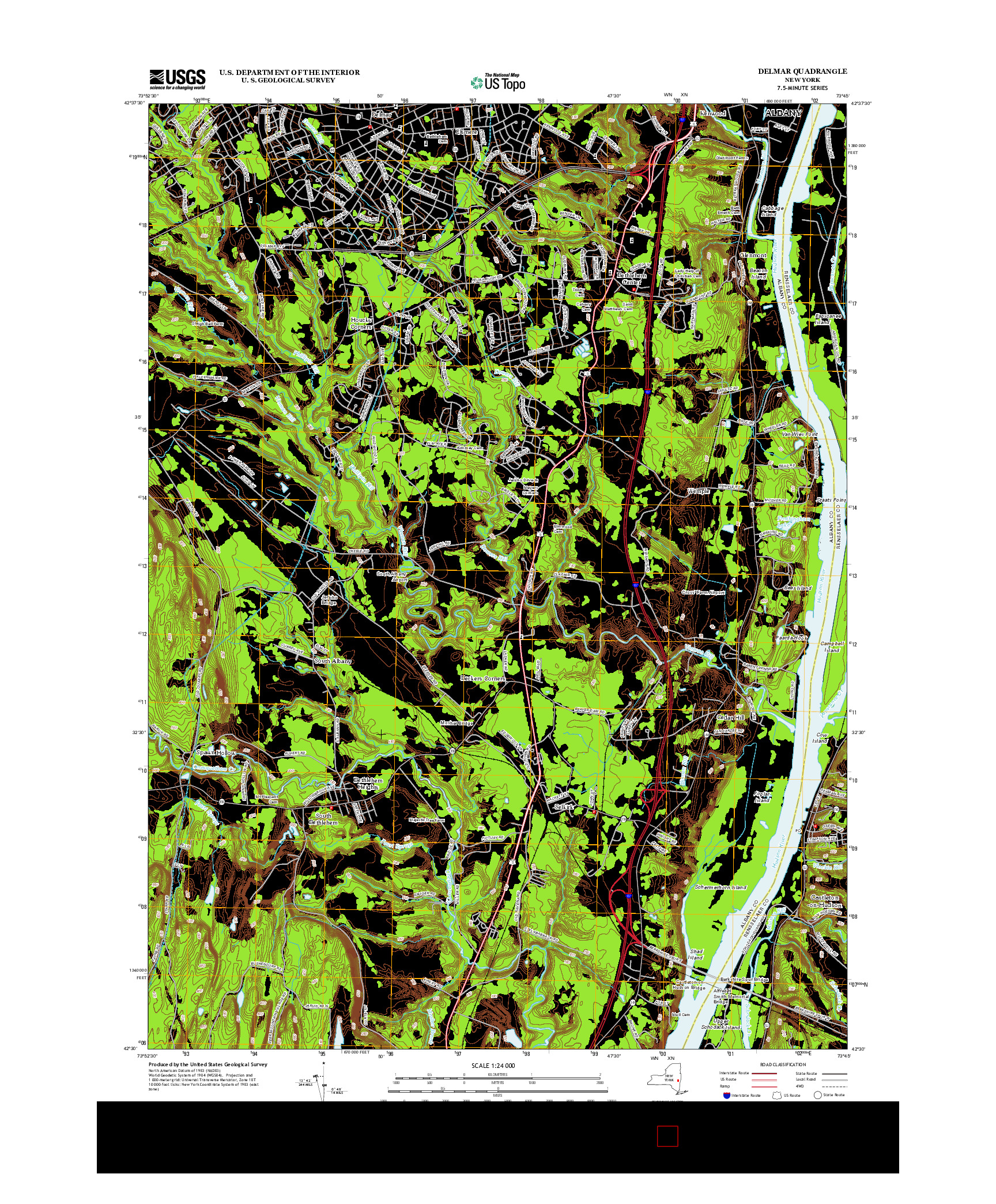 USGS US TOPO 7.5-MINUTE MAP FOR DELMAR, NY 2013