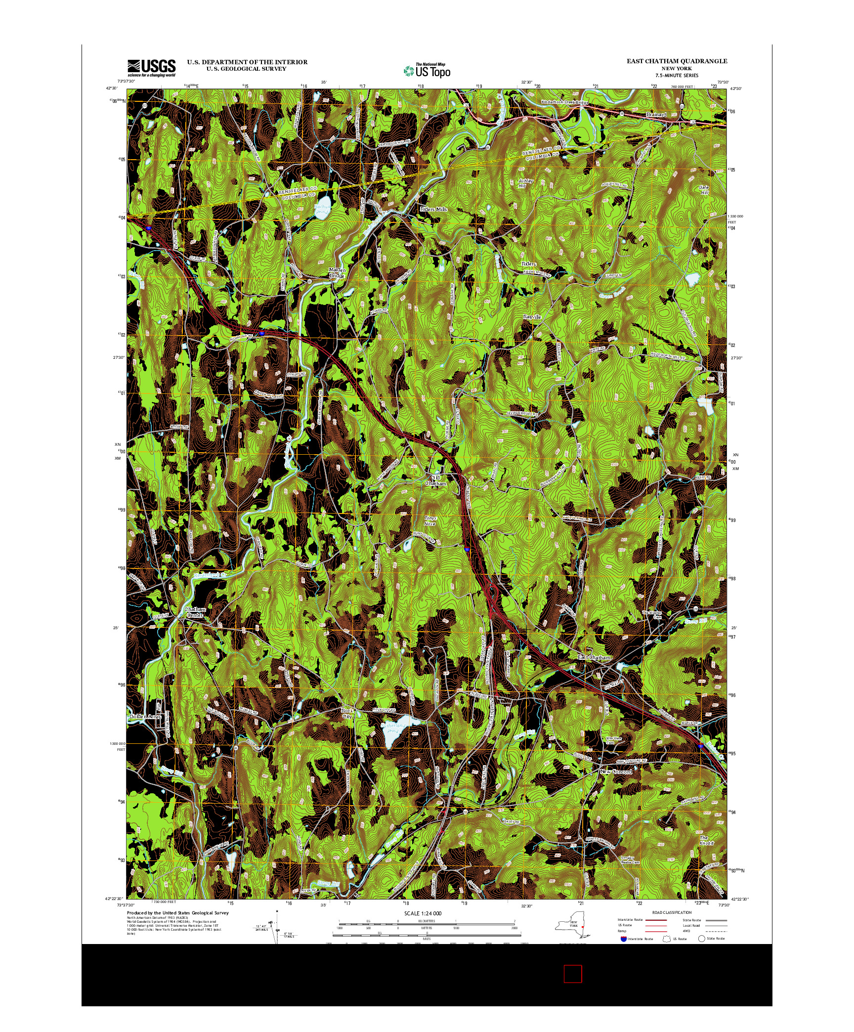 USGS US TOPO 7.5-MINUTE MAP FOR EAST CHATHAM, NY 2013