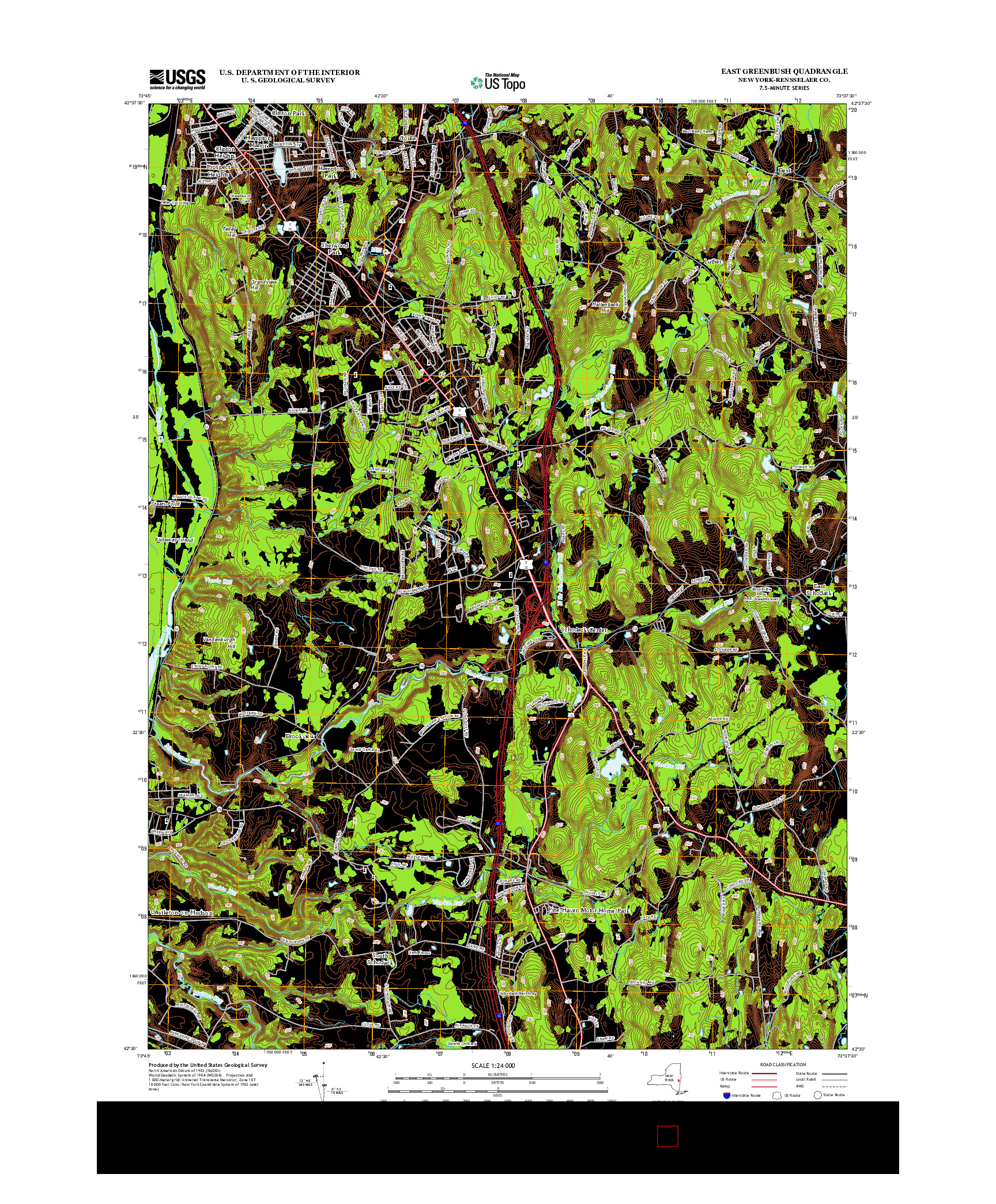 USGS US TOPO 7.5-MINUTE MAP FOR EAST GREENBUSH, NY 2013