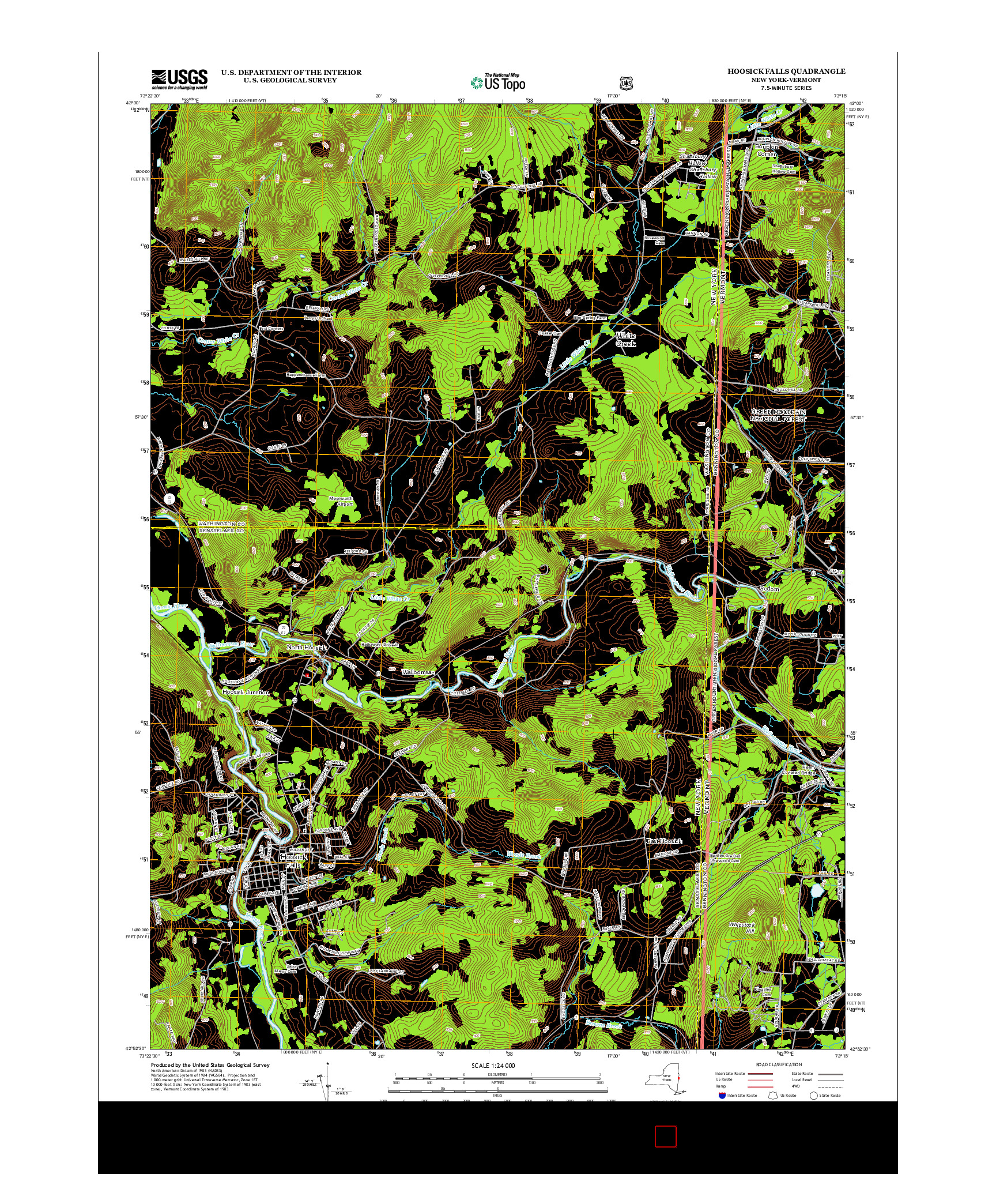 USGS US TOPO 7.5-MINUTE MAP FOR HOOSICK FALLS, NY-VT 2013