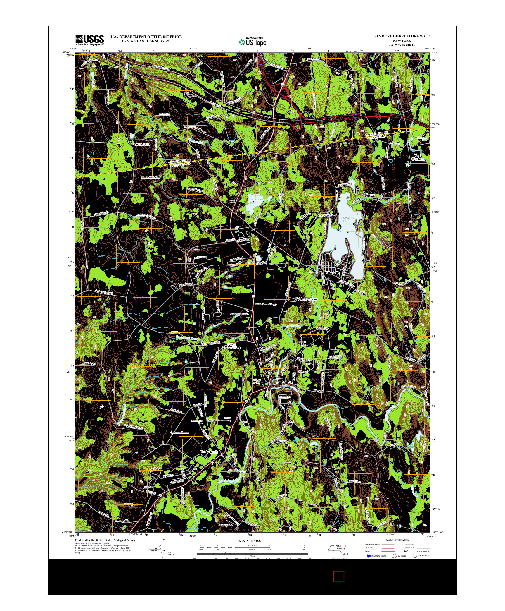 USGS US TOPO 7.5-MINUTE MAP FOR KINDERHOOK, NY 2013