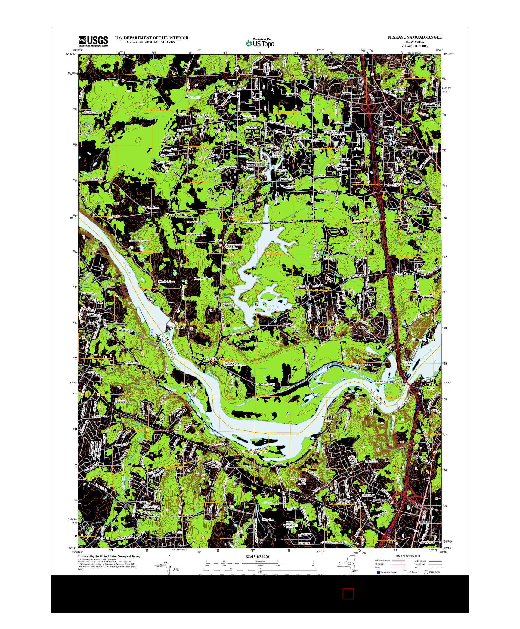 USGS US TOPO 7.5-MINUTE MAP FOR NISKAYUNA, NY 2013
