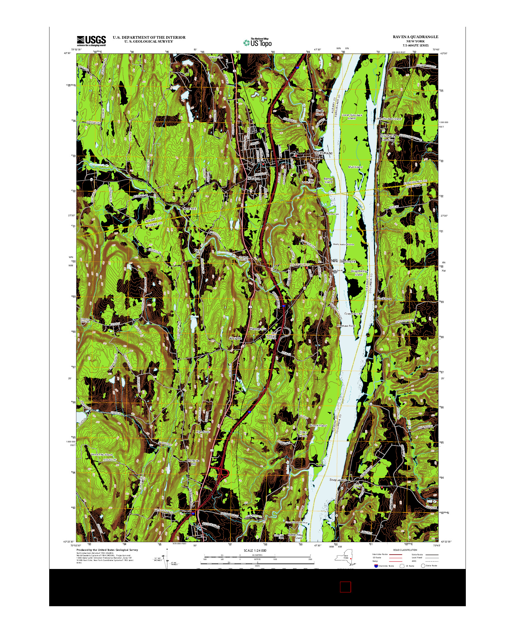 USGS US TOPO 7.5-MINUTE MAP FOR RAVENA, NY 2013