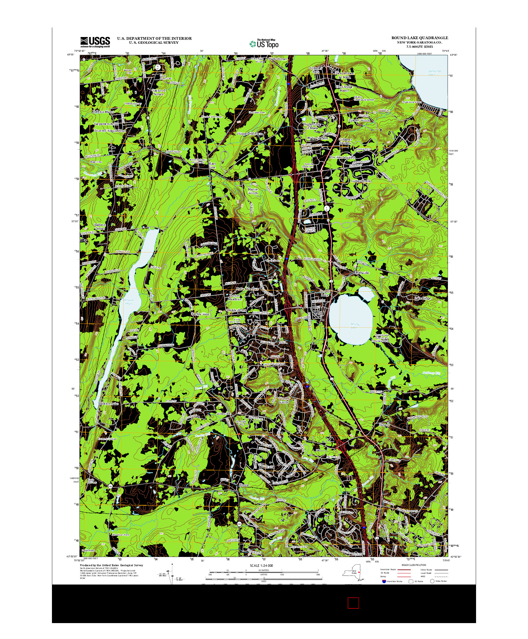 USGS US TOPO 7.5-MINUTE MAP FOR ROUND LAKE, NY 2013