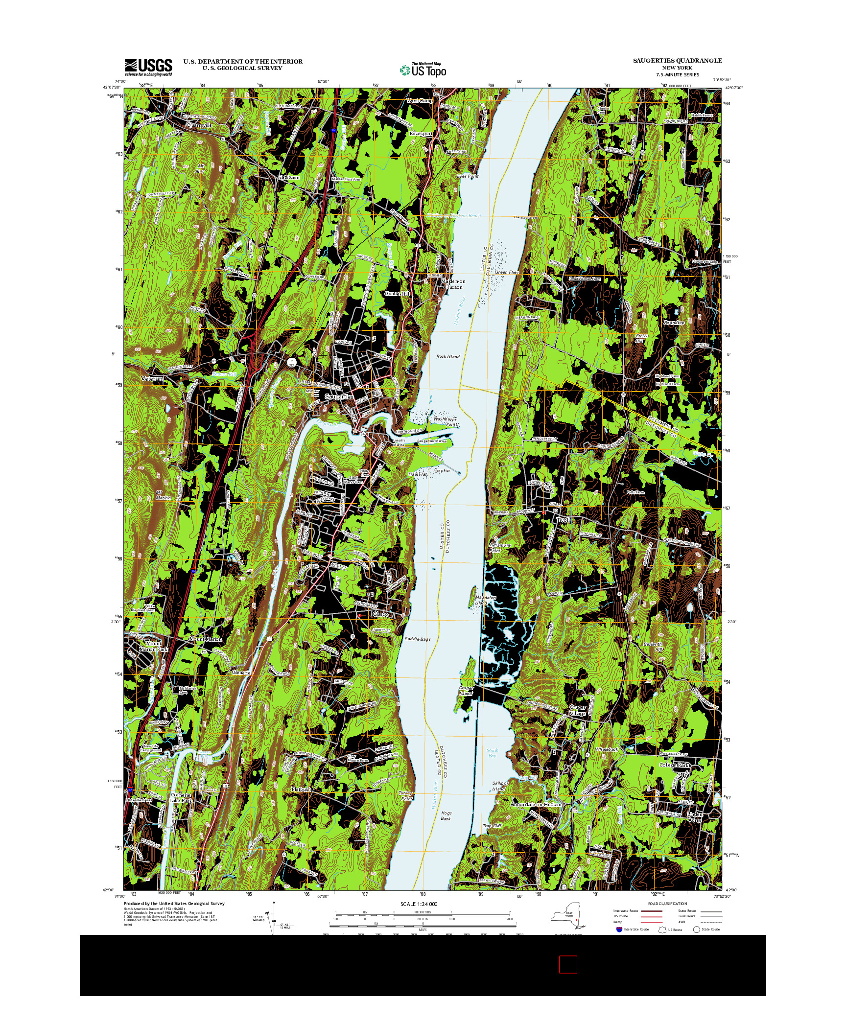 USGS US TOPO 7.5-MINUTE MAP FOR SAUGERTIES, NY 2013
