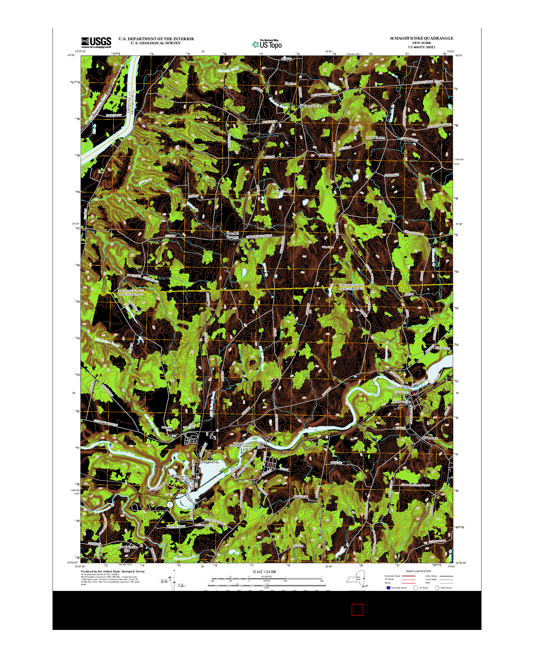 USGS US TOPO 7.5-MINUTE MAP FOR SCHAGHTICOKE, NY 2013