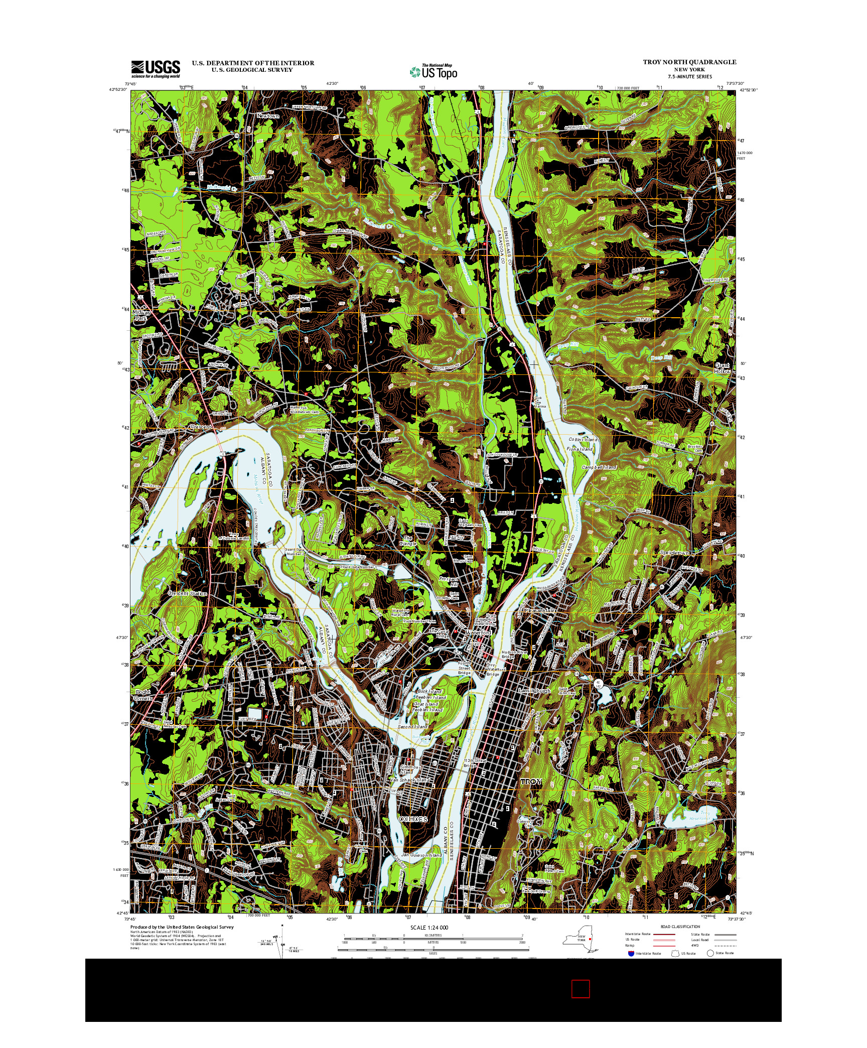 USGS US TOPO 7.5-MINUTE MAP FOR TROY NORTH, NY 2013