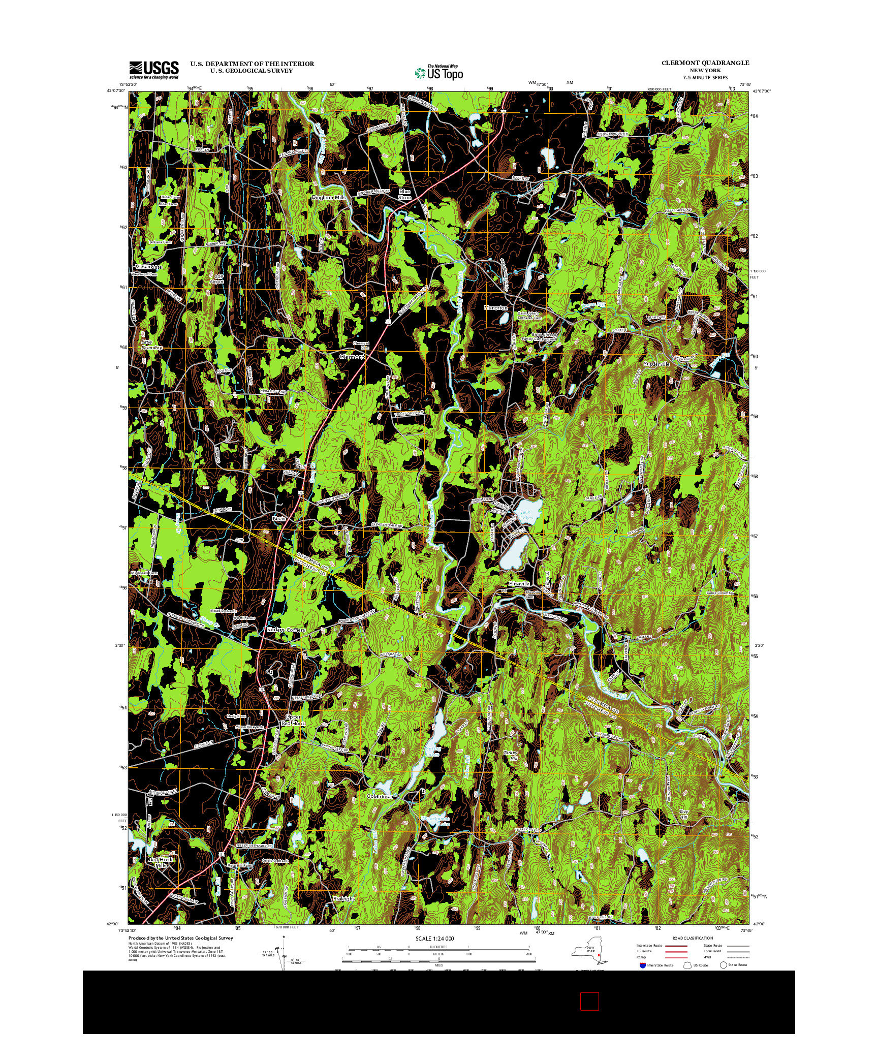 USGS US TOPO 7.5-MINUTE MAP FOR CLERMONT, NY 2013