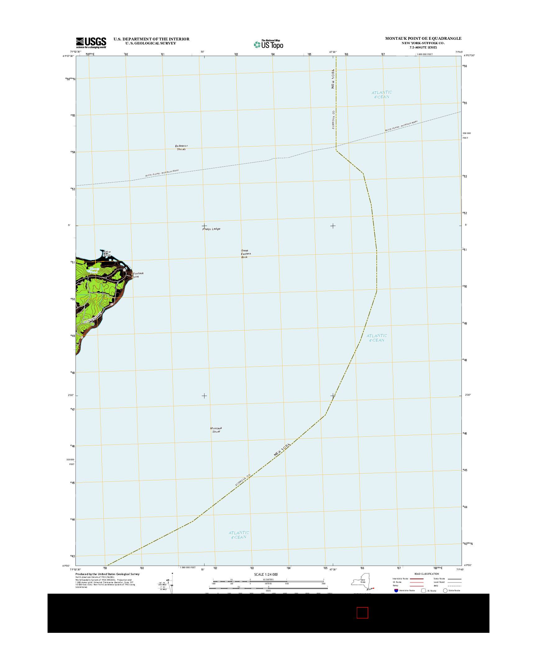 USGS US TOPO 7.5-MINUTE MAP FOR MONTAUK POINT OE E, NY 2013