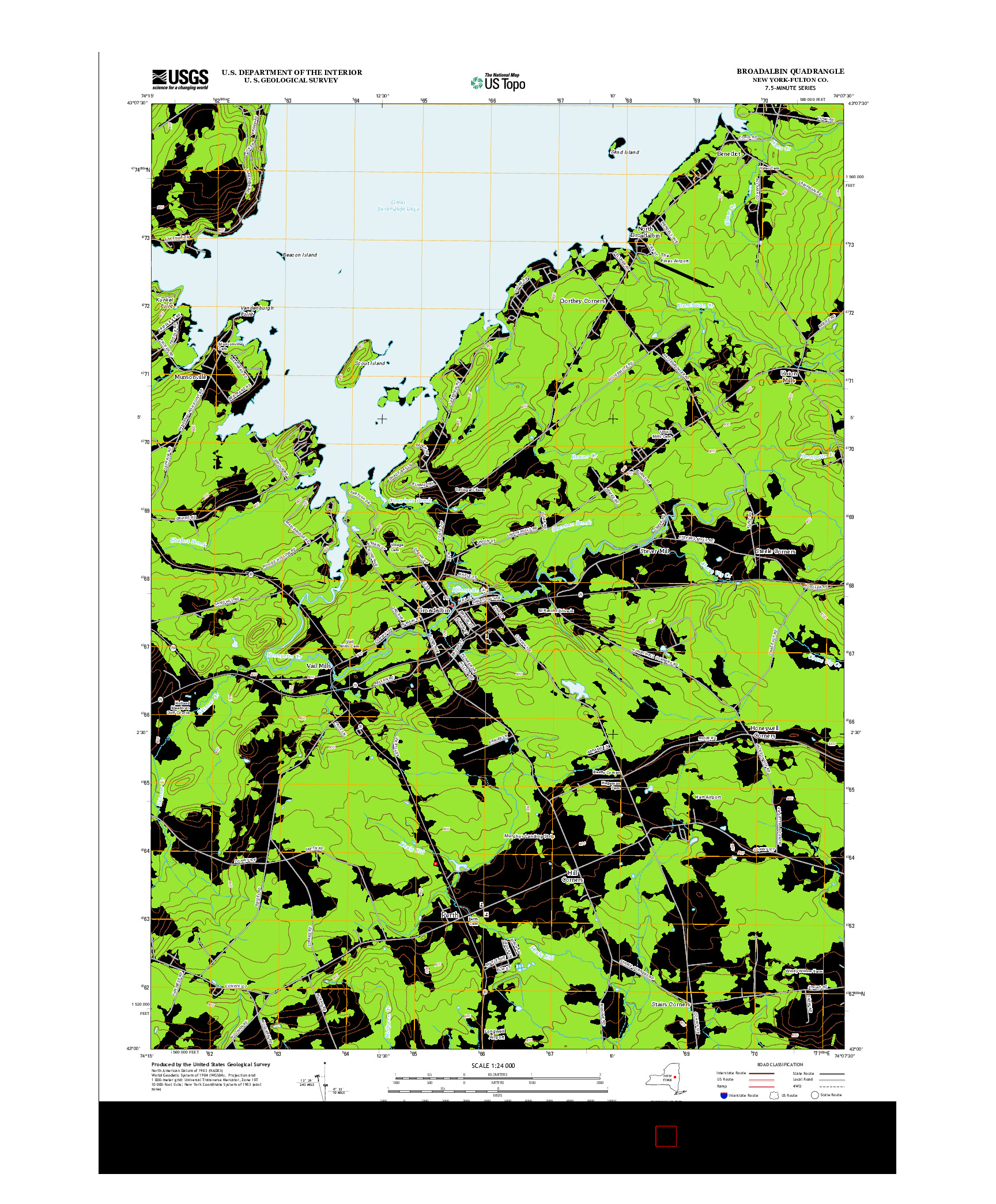 USGS US TOPO 7.5-MINUTE MAP FOR BROADALBIN, NY 2013