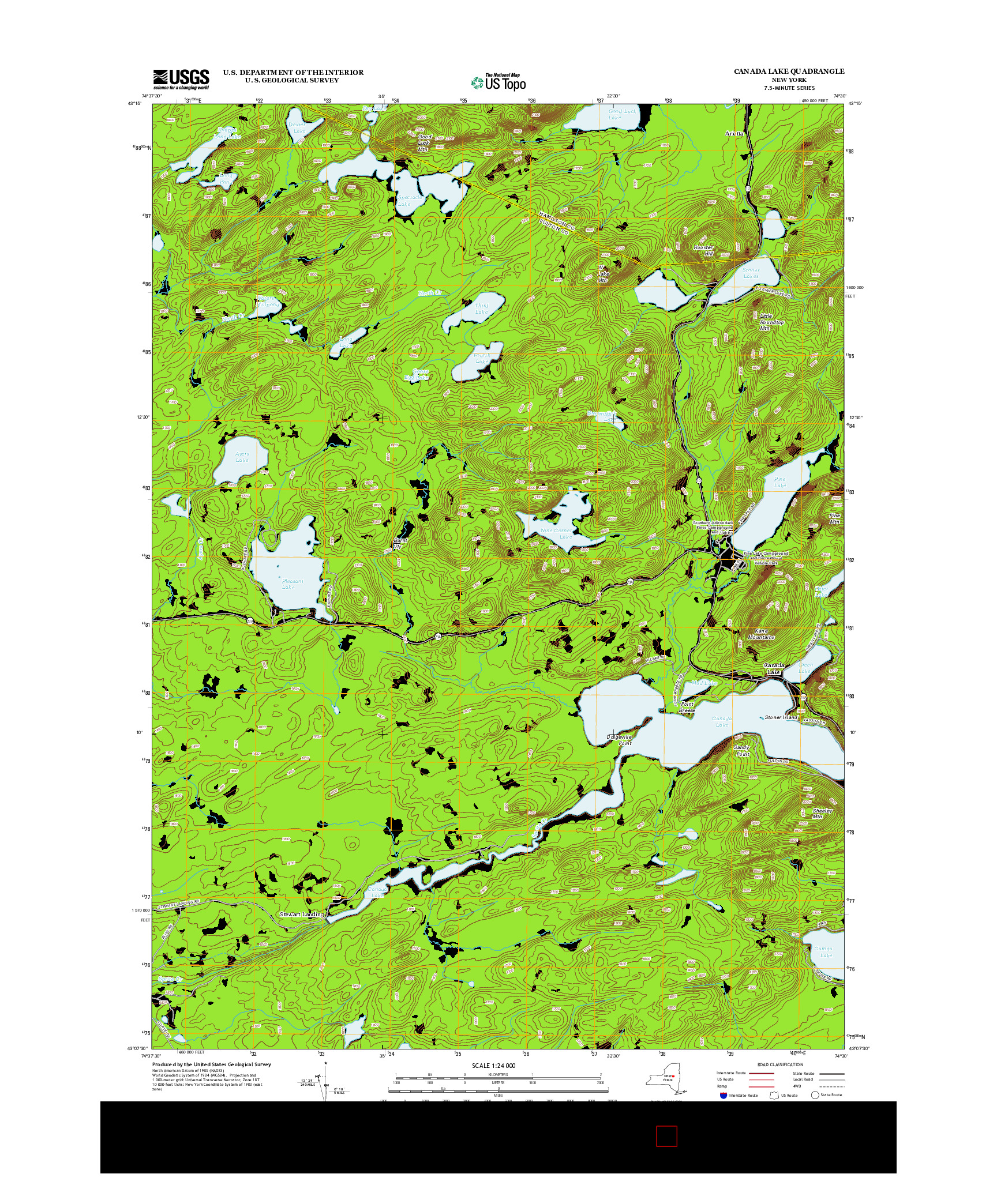 USGS US TOPO 7.5-MINUTE MAP FOR CANADA LAKE, NY 2013