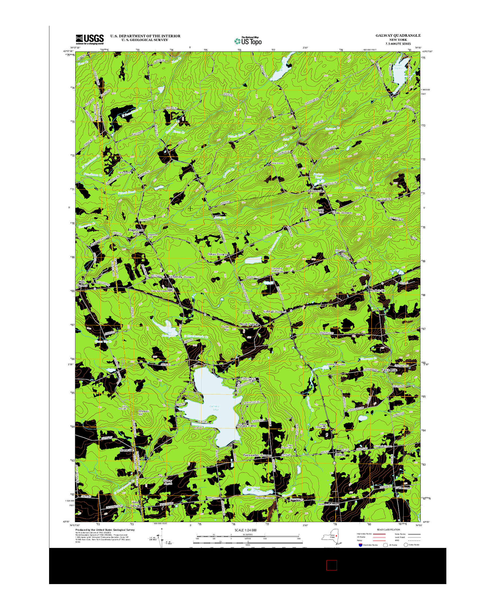 USGS US TOPO 7.5-MINUTE MAP FOR GALWAY, NY 2013