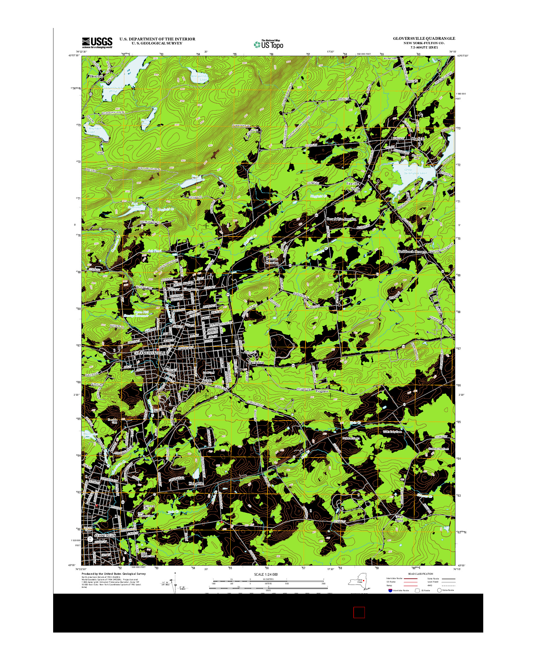 USGS US TOPO 7.5-MINUTE MAP FOR GLOVERSVILLE, NY 2013
