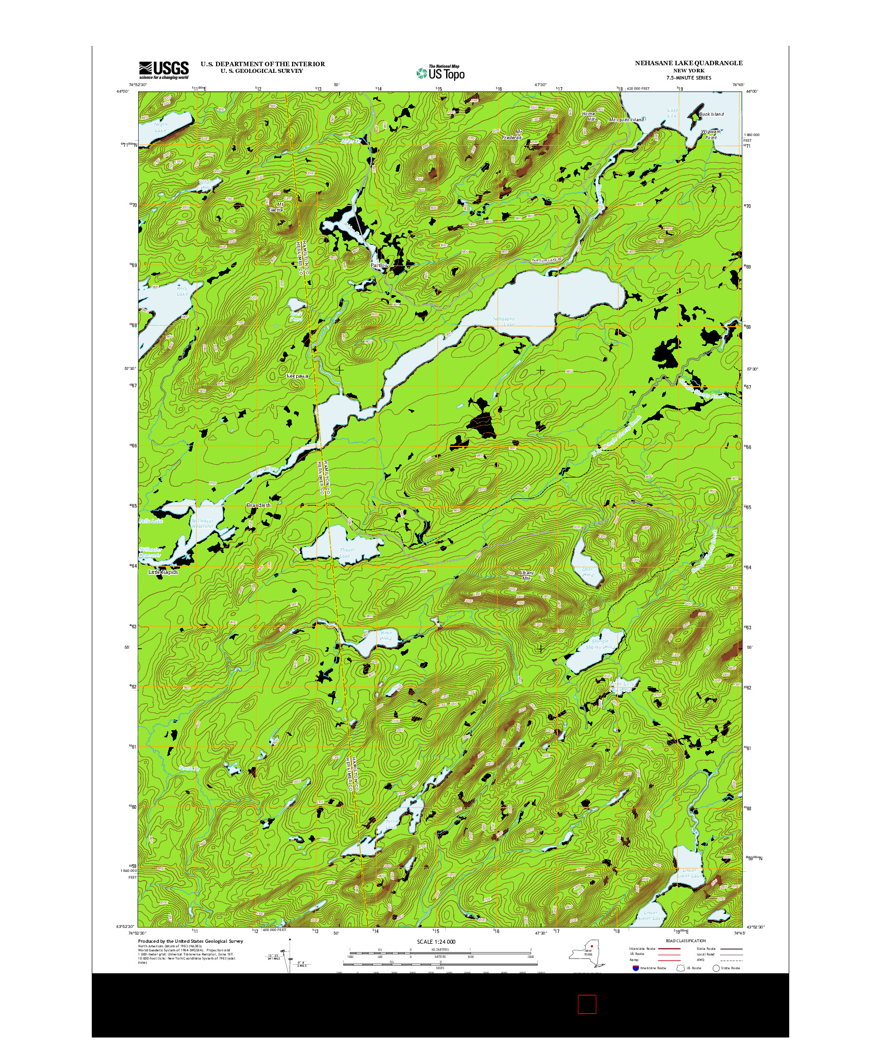 USGS US TOPO 7.5-MINUTE MAP FOR NEHASANE LAKE, NY 2013