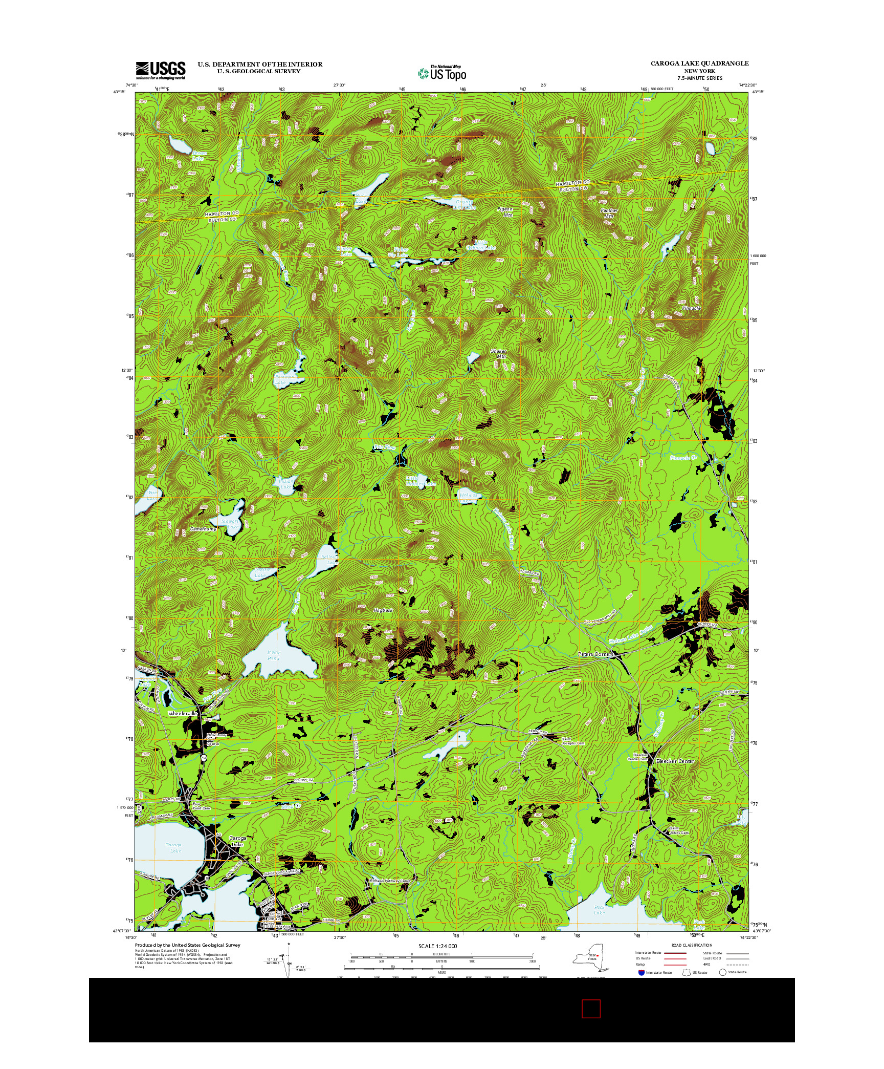 USGS US TOPO 7.5-MINUTE MAP FOR CAROGA LAKE, NY 2013