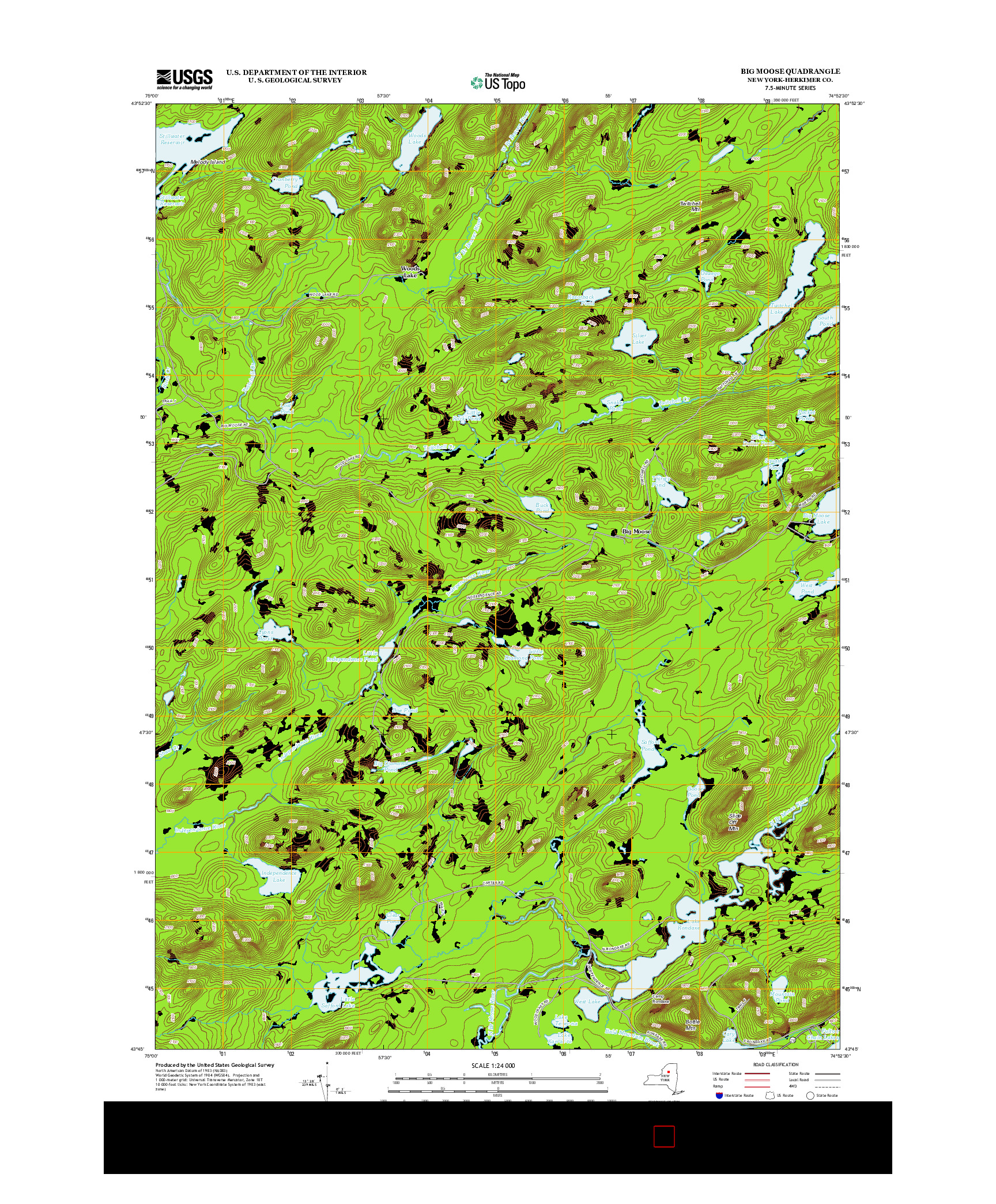 USGS US TOPO 7.5-MINUTE MAP FOR BIG MOOSE, NY 2013