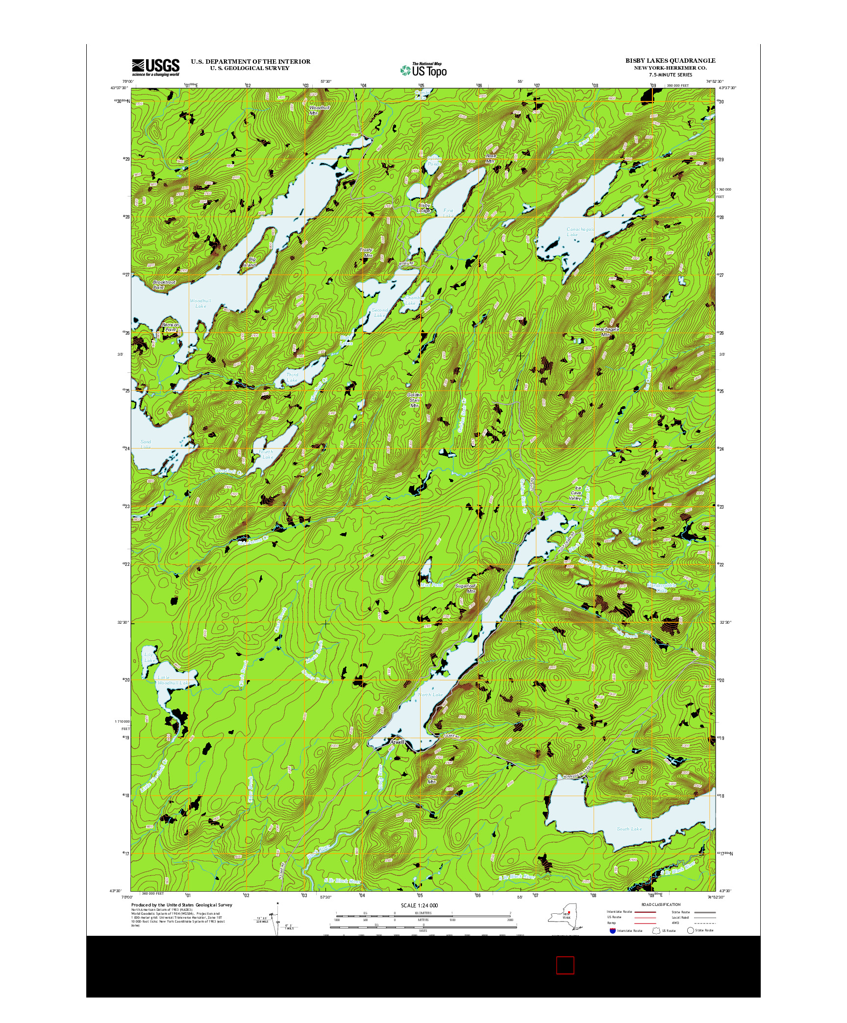 USGS US TOPO 7.5-MINUTE MAP FOR BISBY LAKES, NY 2013