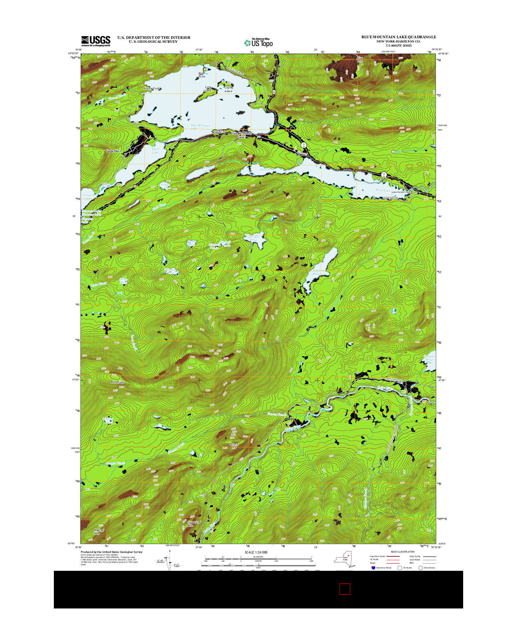 USGS US TOPO 7.5-MINUTE MAP FOR BLUE MOUNTAIN LAKE, NY 2013