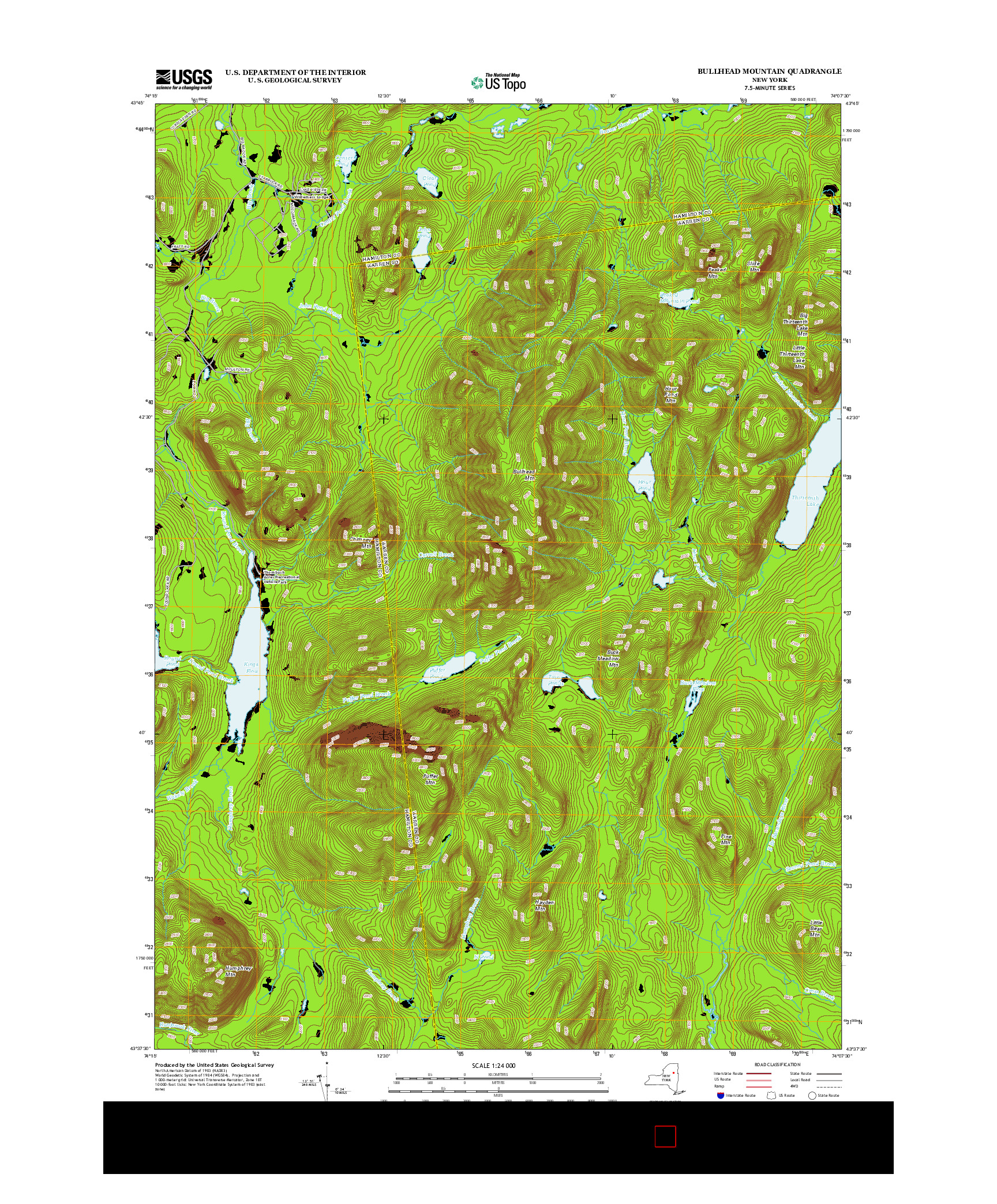 USGS US TOPO 7.5-MINUTE MAP FOR BULLHEAD MOUNTAIN, NY 2013