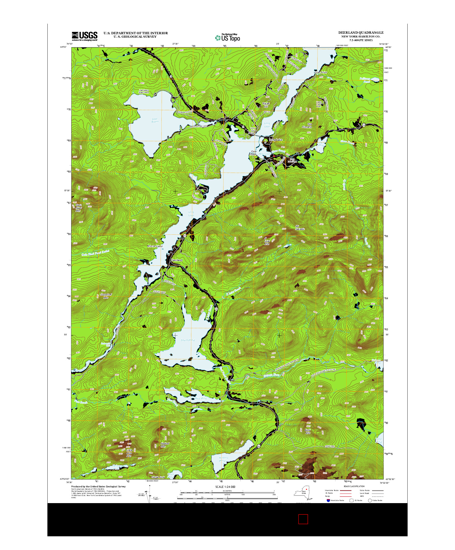 USGS US TOPO 7.5-MINUTE MAP FOR DEERLAND, NY 2013