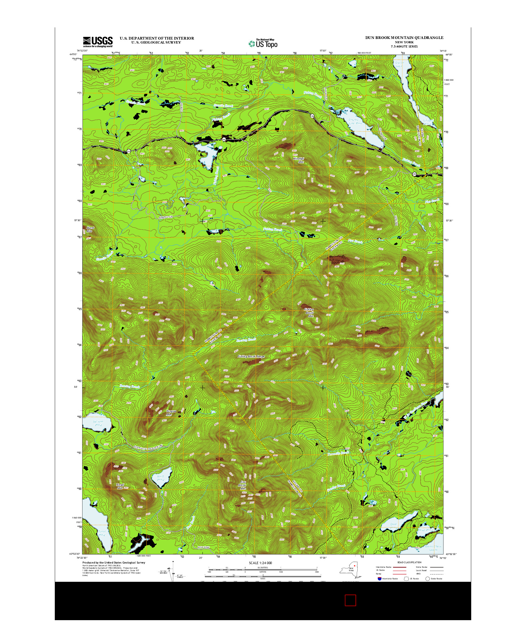 USGS US TOPO 7.5-MINUTE MAP FOR DUN BROOK MOUNTAIN, NY 2013
