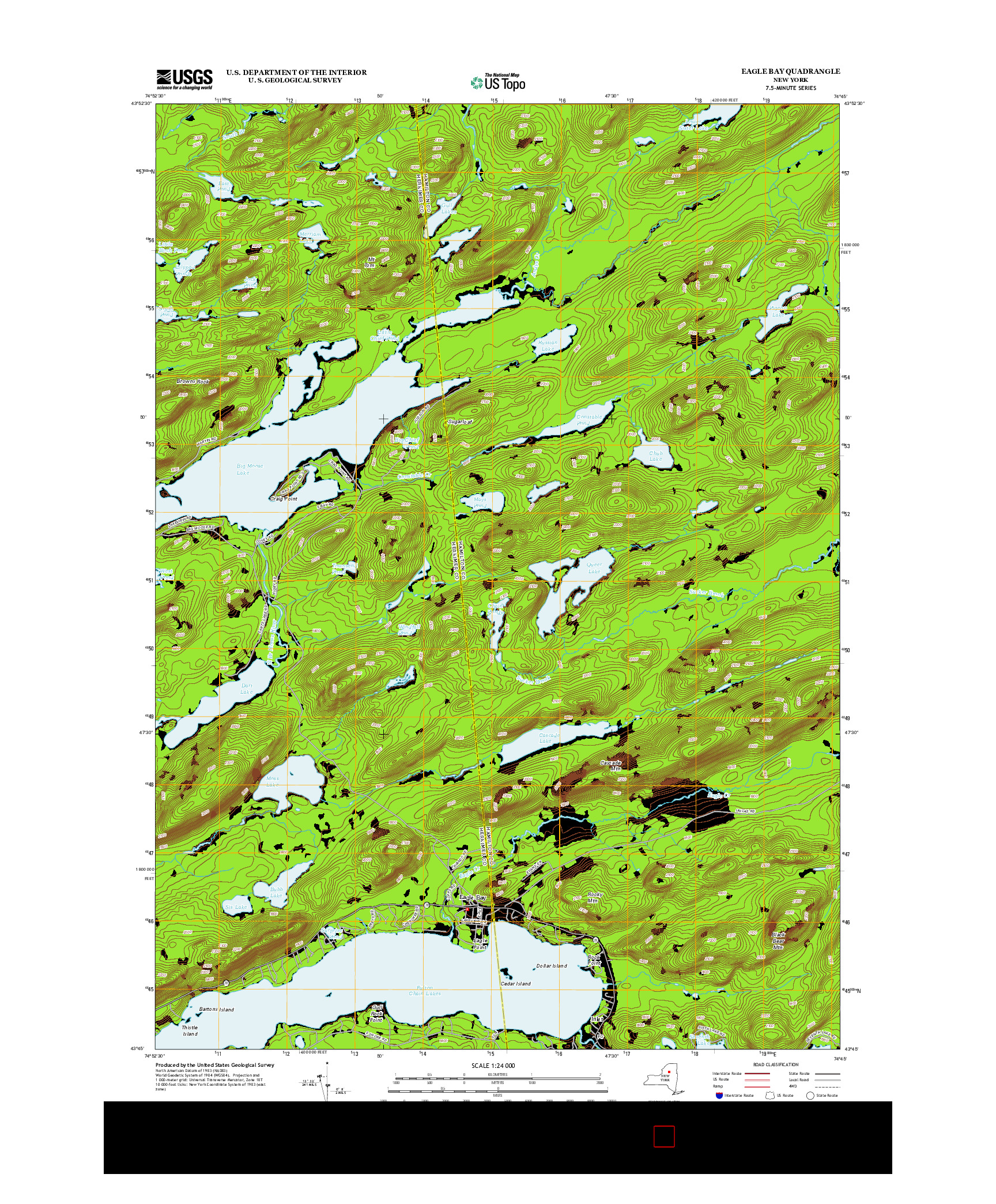 USGS US TOPO 7.5-MINUTE MAP FOR EAGLE BAY, NY 2013