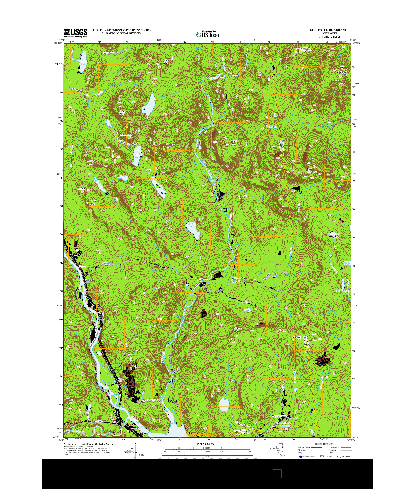 USGS US TOPO 7.5-MINUTE MAP FOR HOPE FALLS, NY 2013