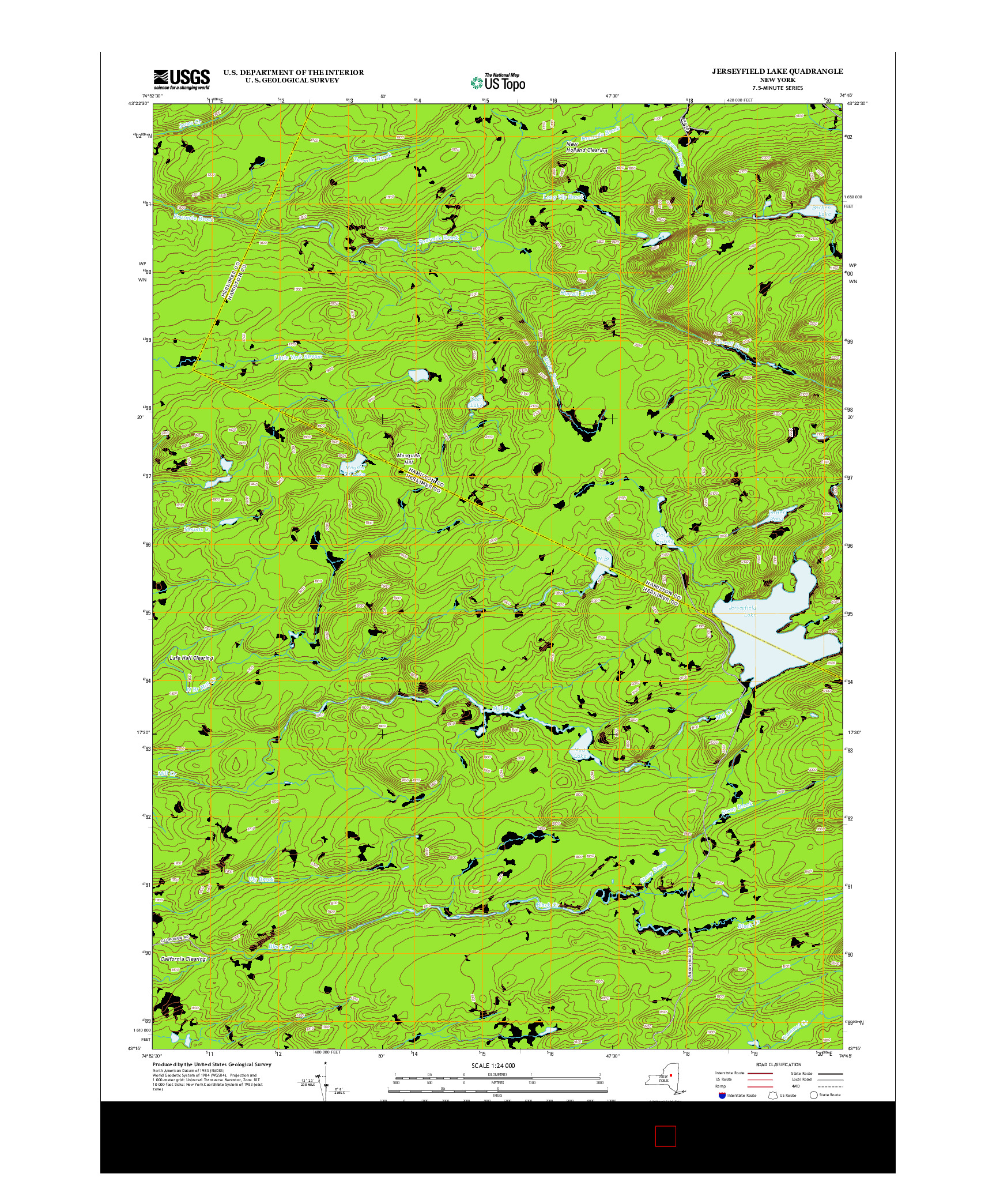 USGS US TOPO 7.5-MINUTE MAP FOR JERSEYFIELD LAKE, NY 2013