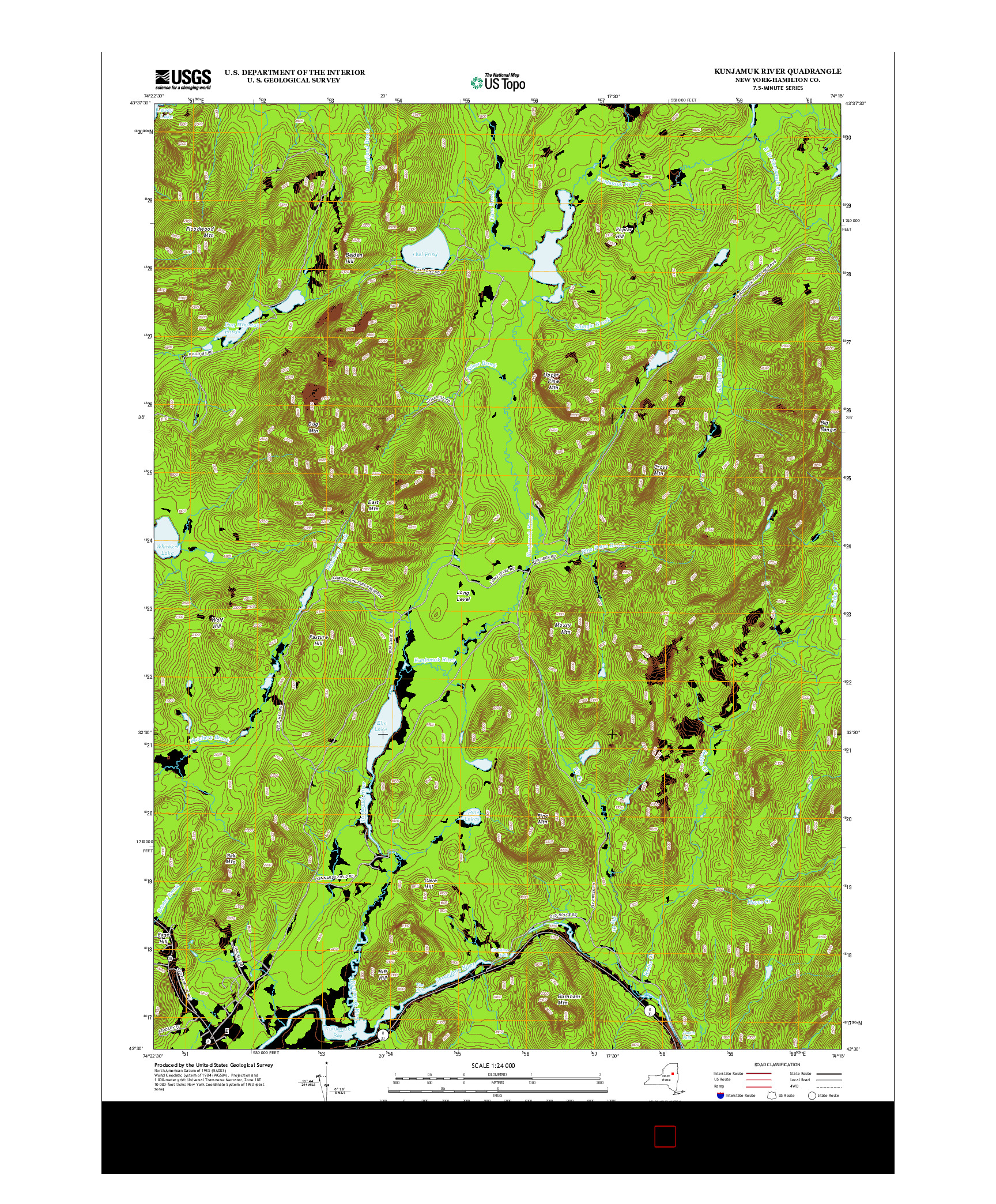 USGS US TOPO 7.5-MINUTE MAP FOR KUNJAMUK RIVER, NY 2013