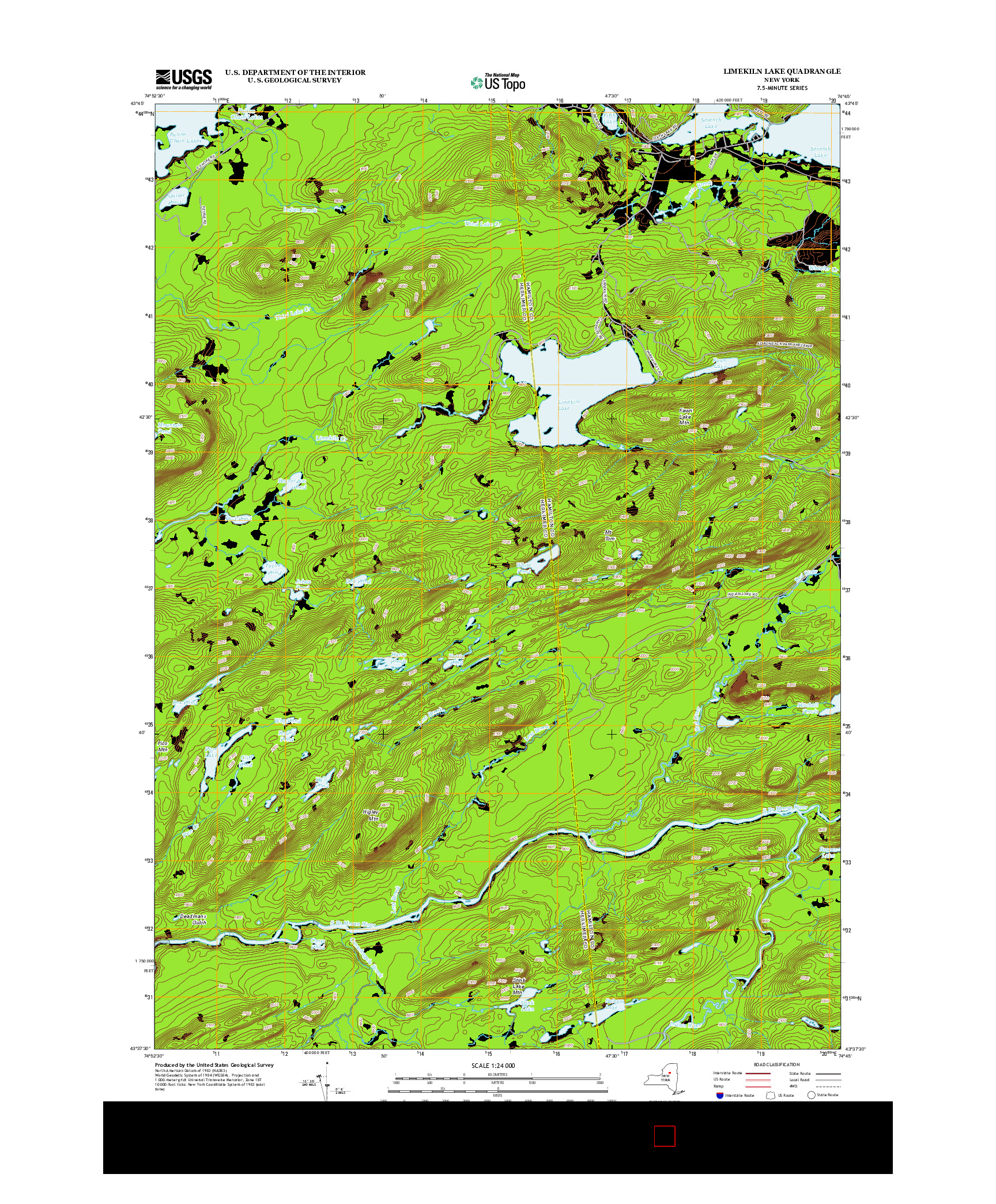 USGS US TOPO 7.5-MINUTE MAP FOR LIMEKILN LAKE, NY 2013