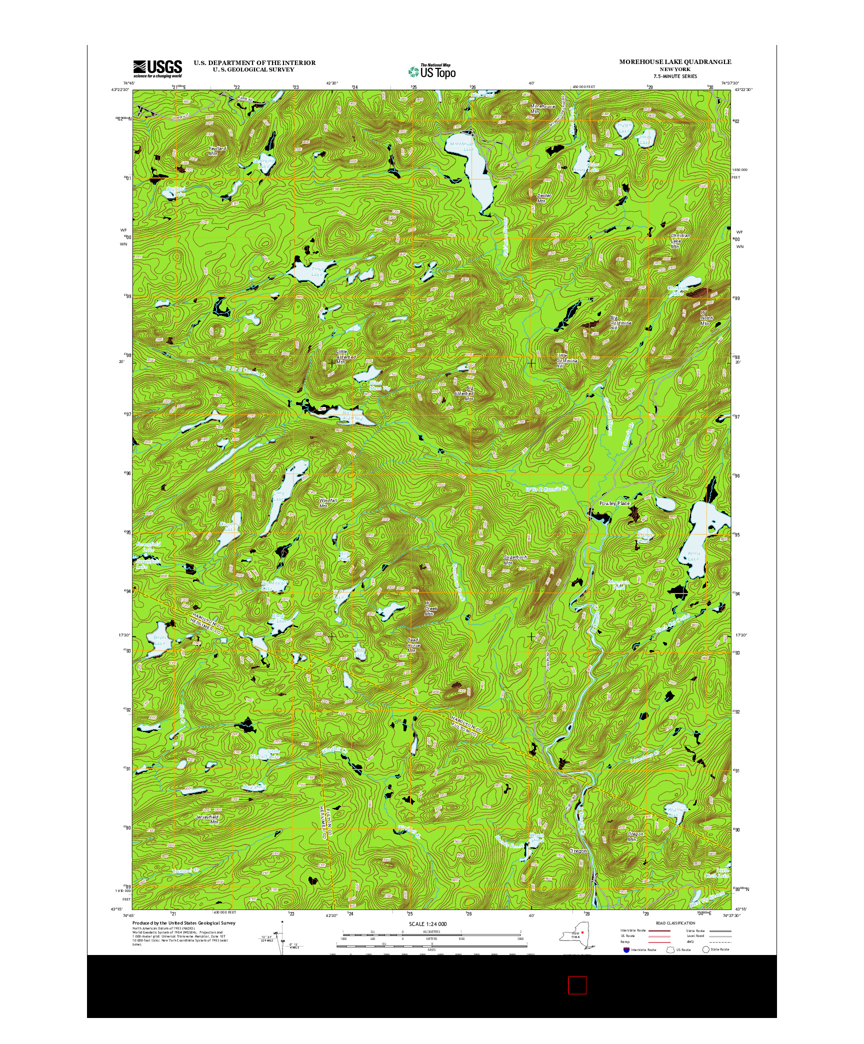 USGS US TOPO 7.5-MINUTE MAP FOR MOREHOUSE LAKE, NY 2013