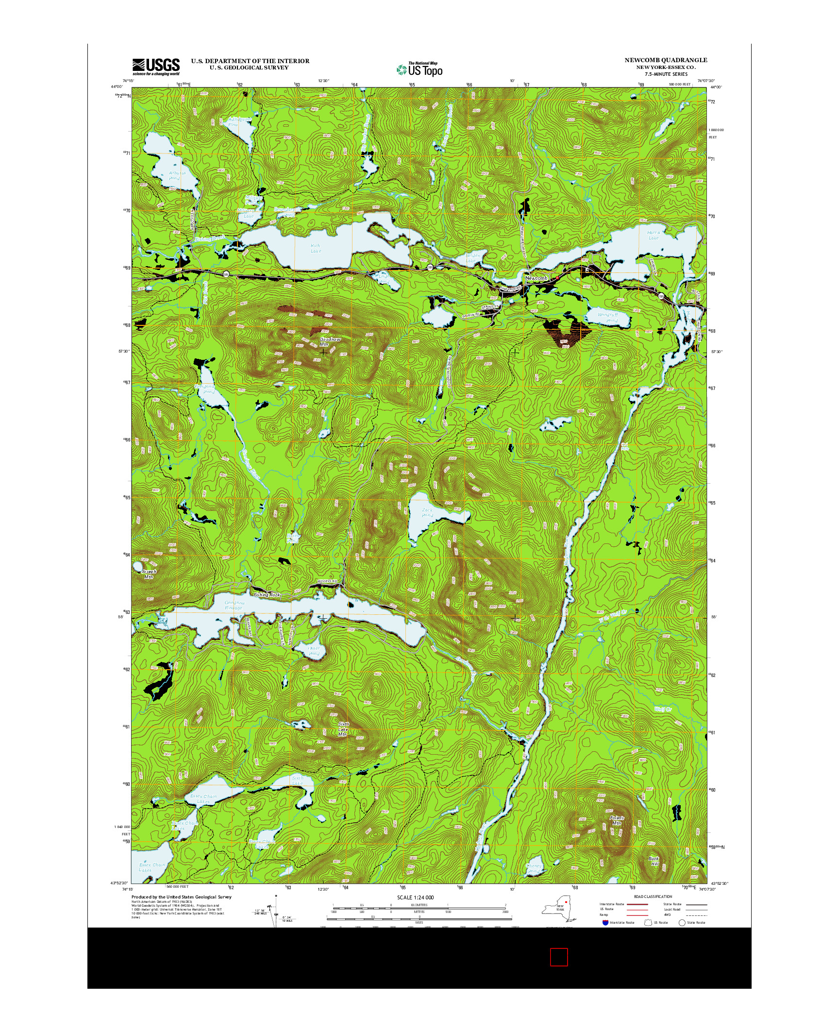 USGS US TOPO 7.5-MINUTE MAP FOR NEWCOMB, NY 2013