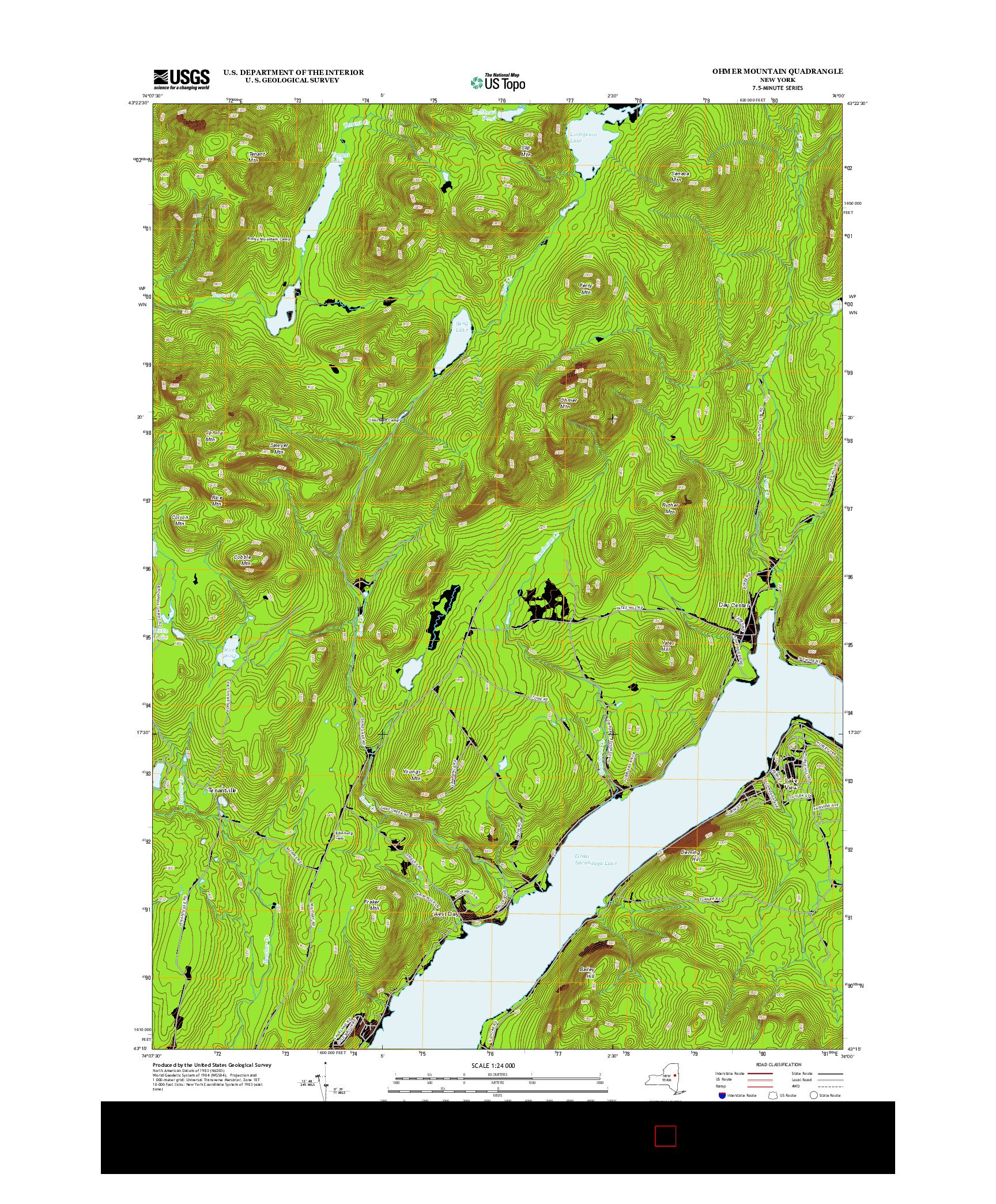 USGS US TOPO 7.5-MINUTE MAP FOR OHMER MOUNTAIN, NY 2013