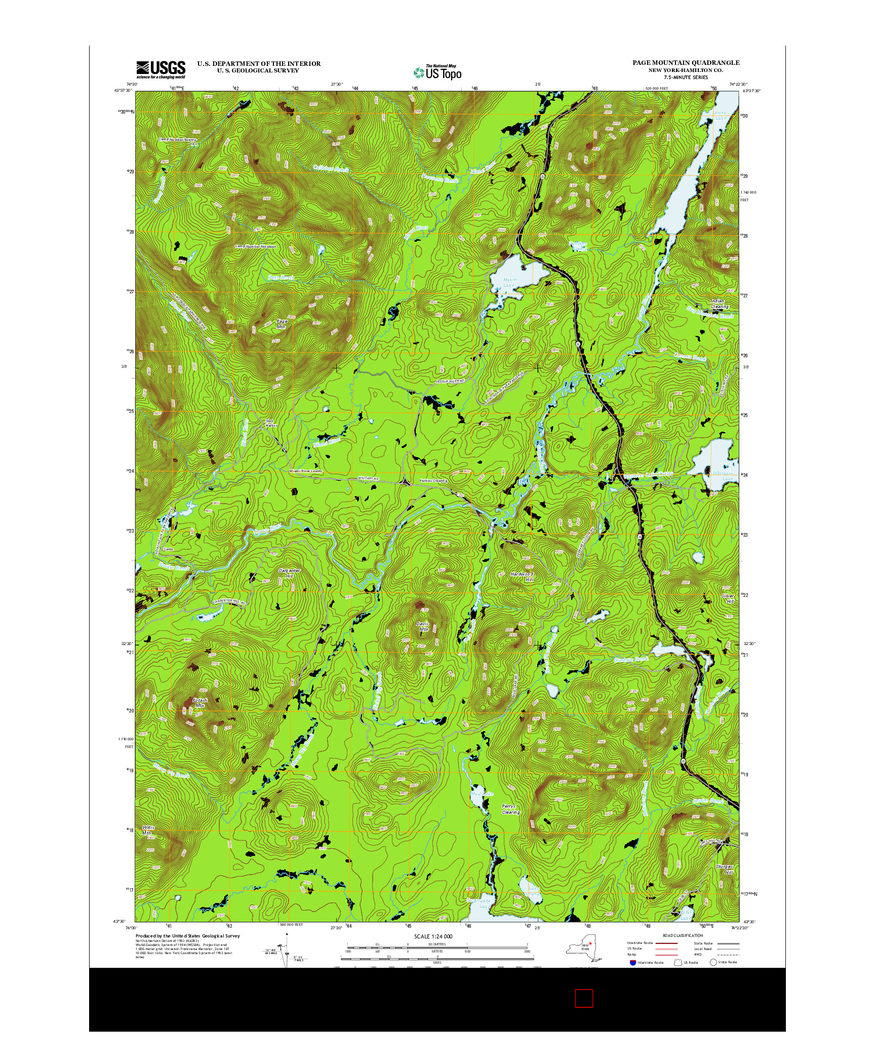 USGS US TOPO 7.5-MINUTE MAP FOR PAGE MOUNTAIN, NY 2013